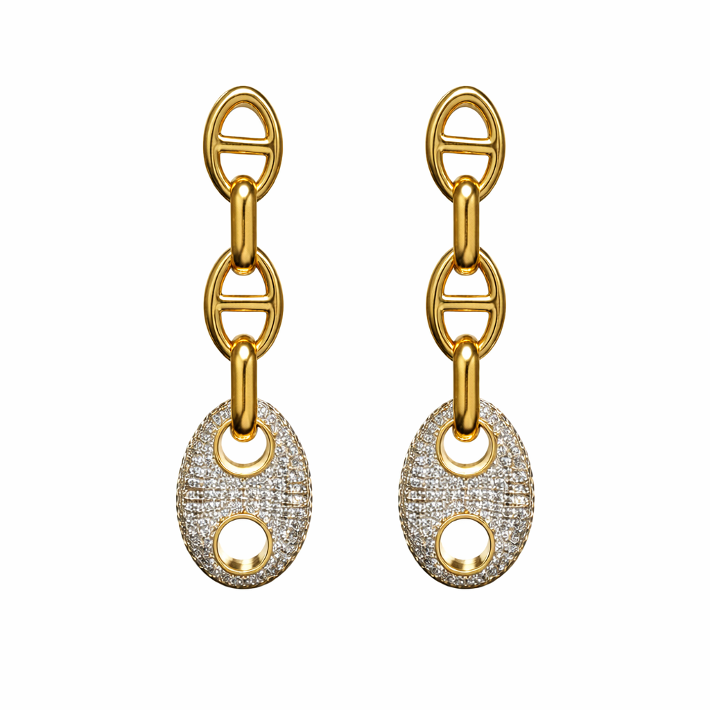 Roxanne Two Tone Pave Drop Earring Main image