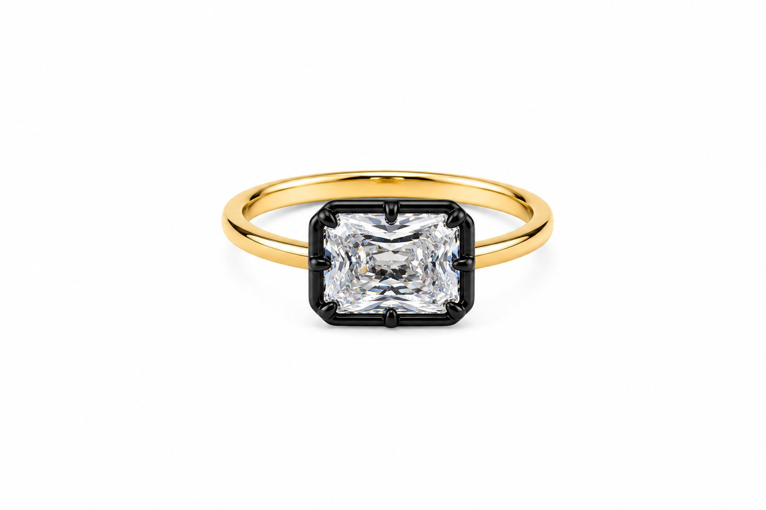 Georgian Bezel Emerald Cut Ring Main image