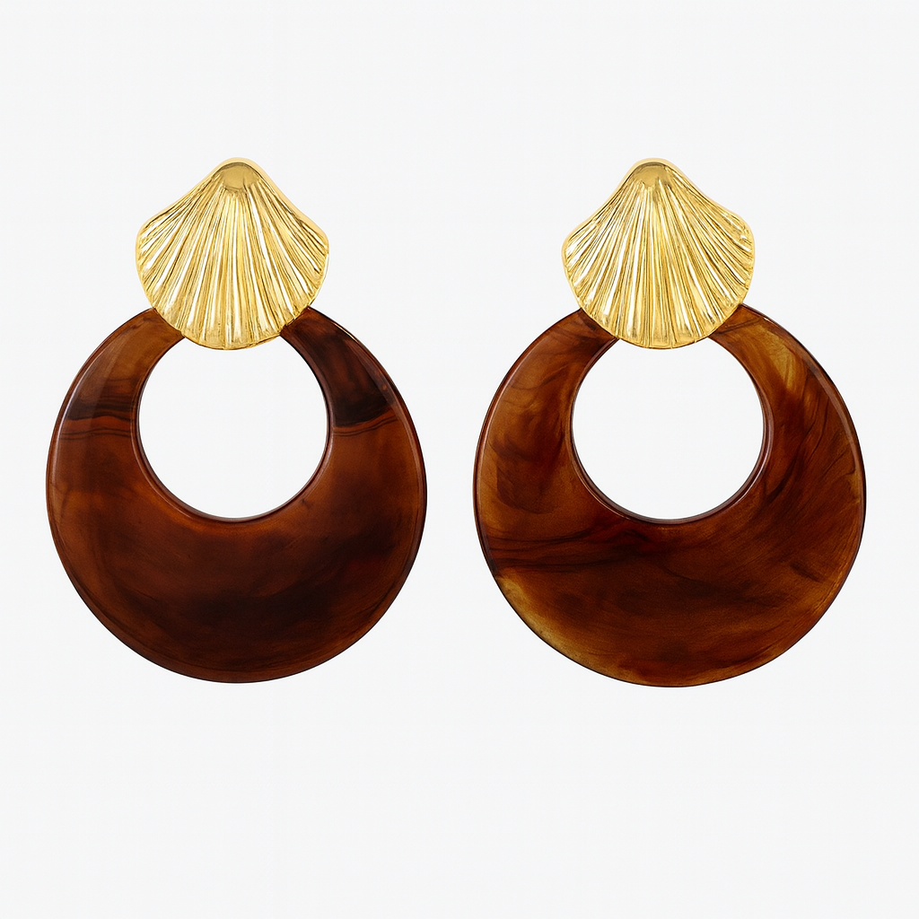 Kenle Shell Earring-Brown Main image