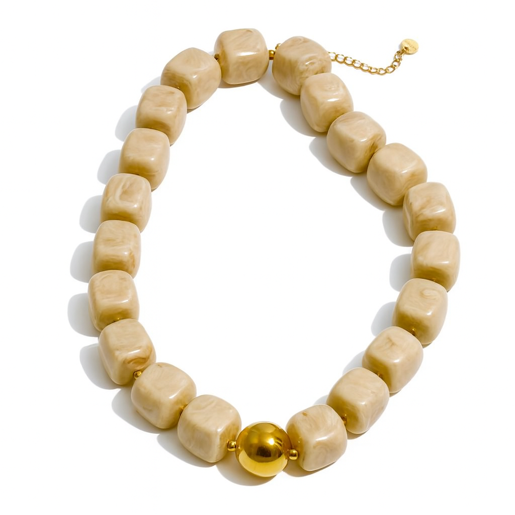 Pebbles Beige Beaded Necklace Main image