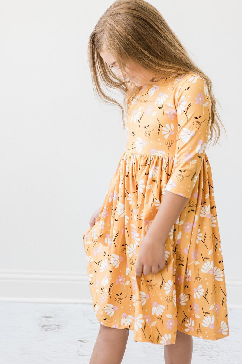 Dandelions in Fall 3/4 Sleeve Pocket Twirl Dress Main image