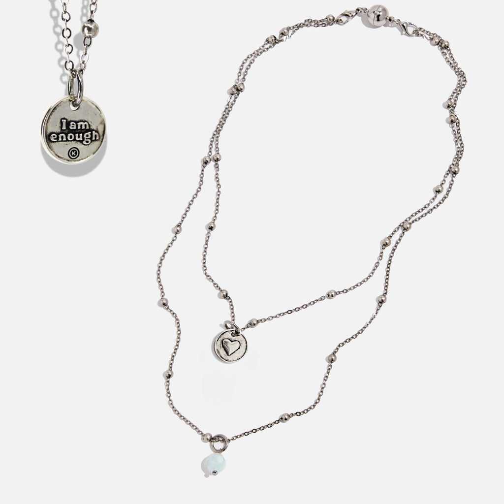 I Am Enough Heart Dainty Necklace