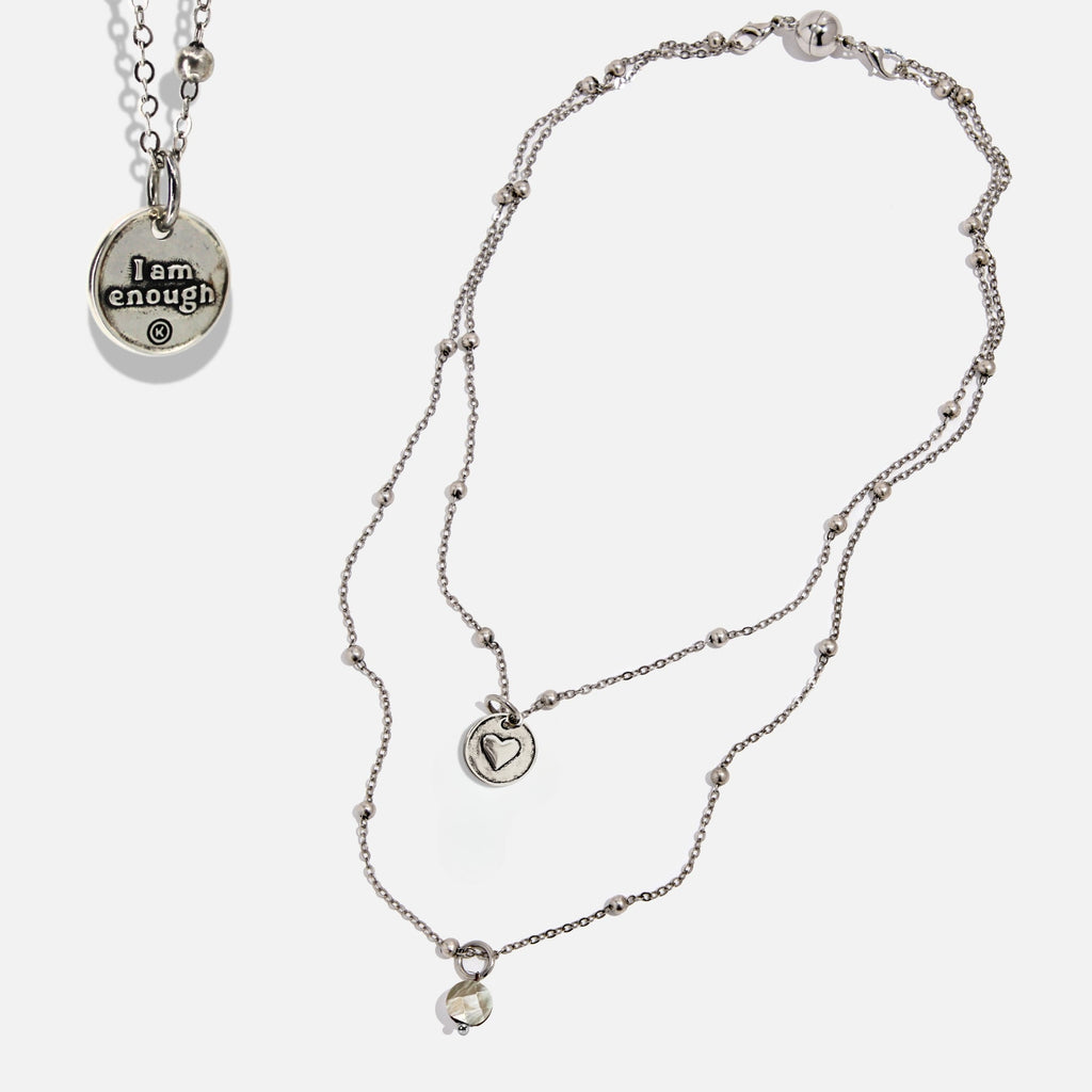 I Am Enough Heart Dainty Necklace