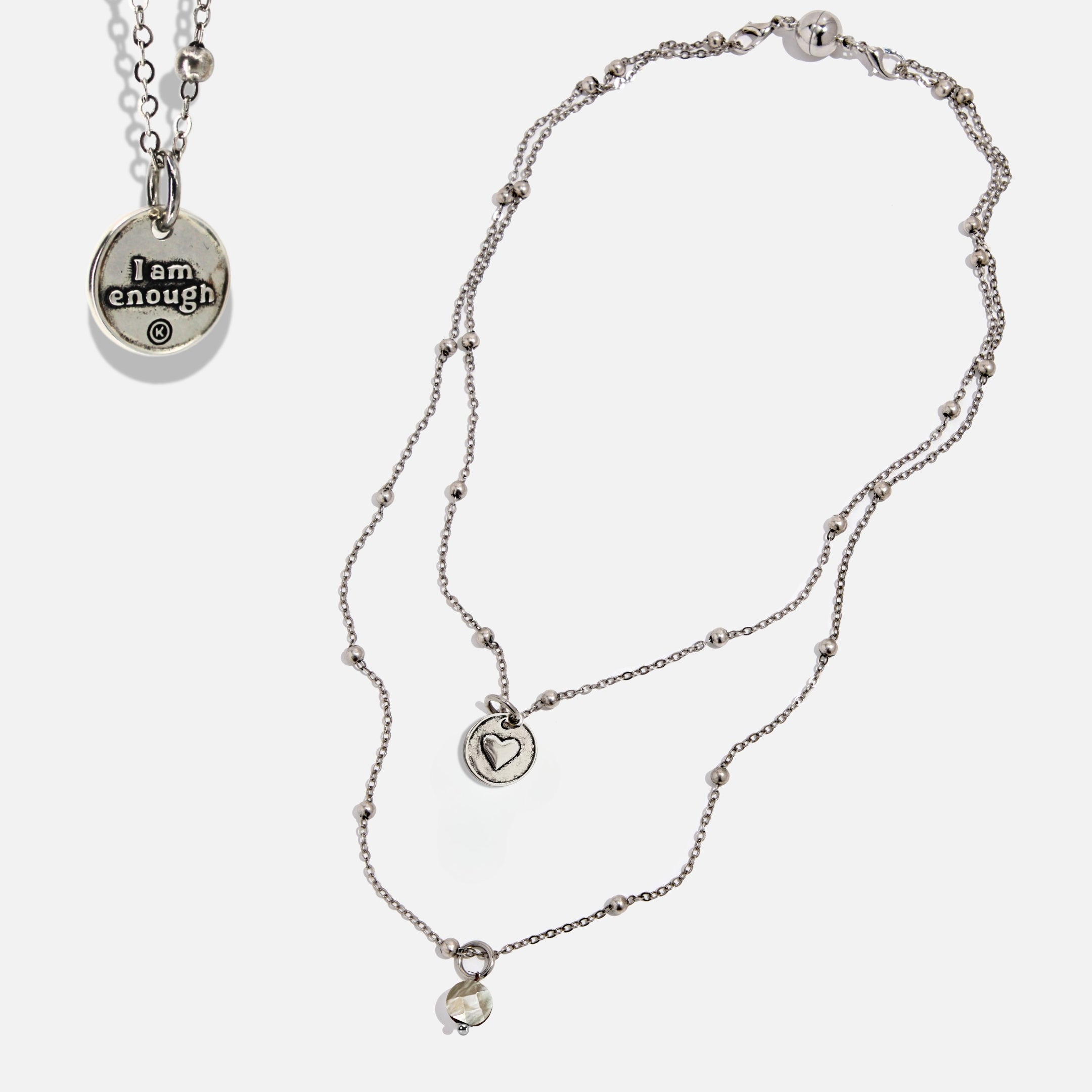 I Am Enough Heart Dainty Necklace