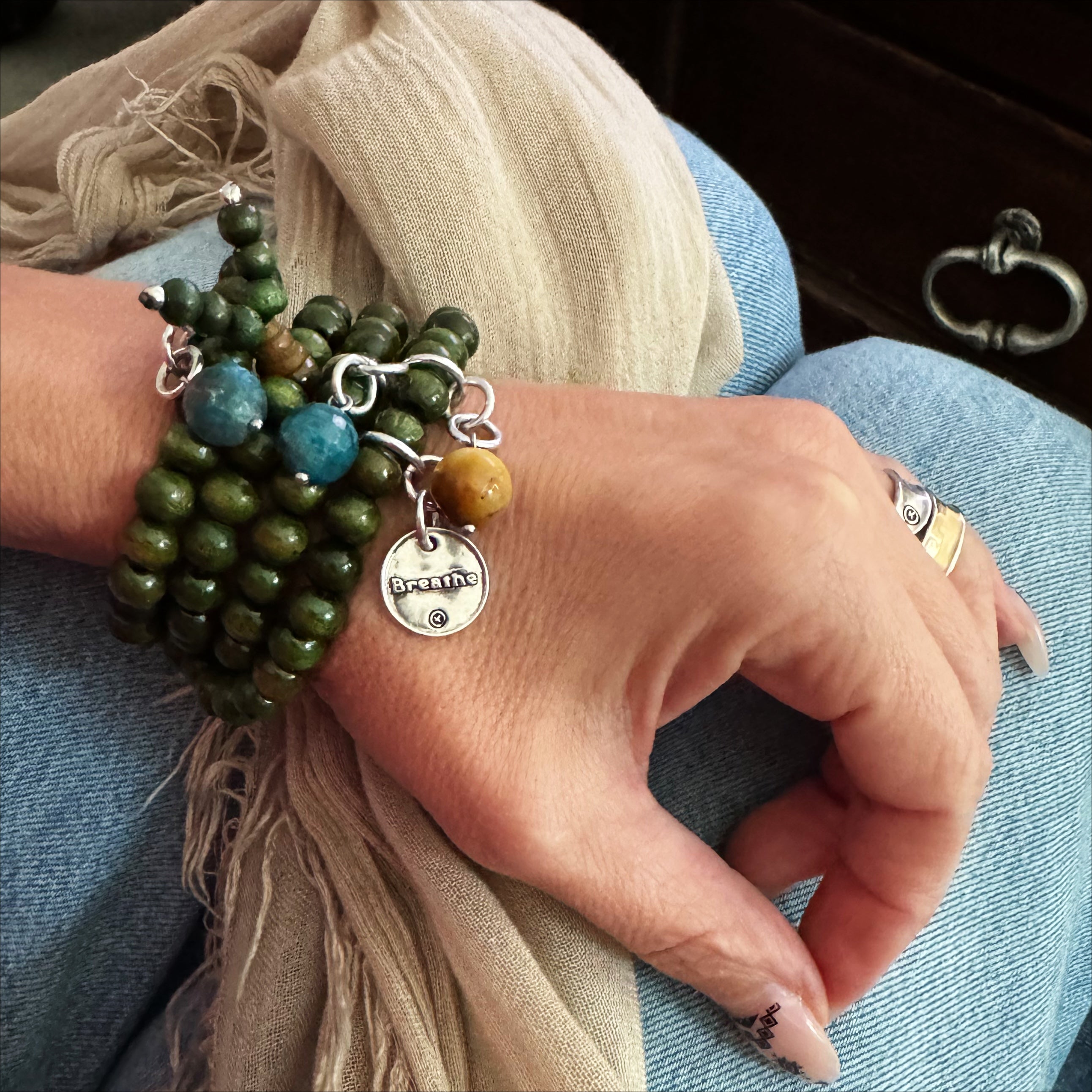 Breathe Heart Wood Boho Wrap Bracelet/Necklace Main image