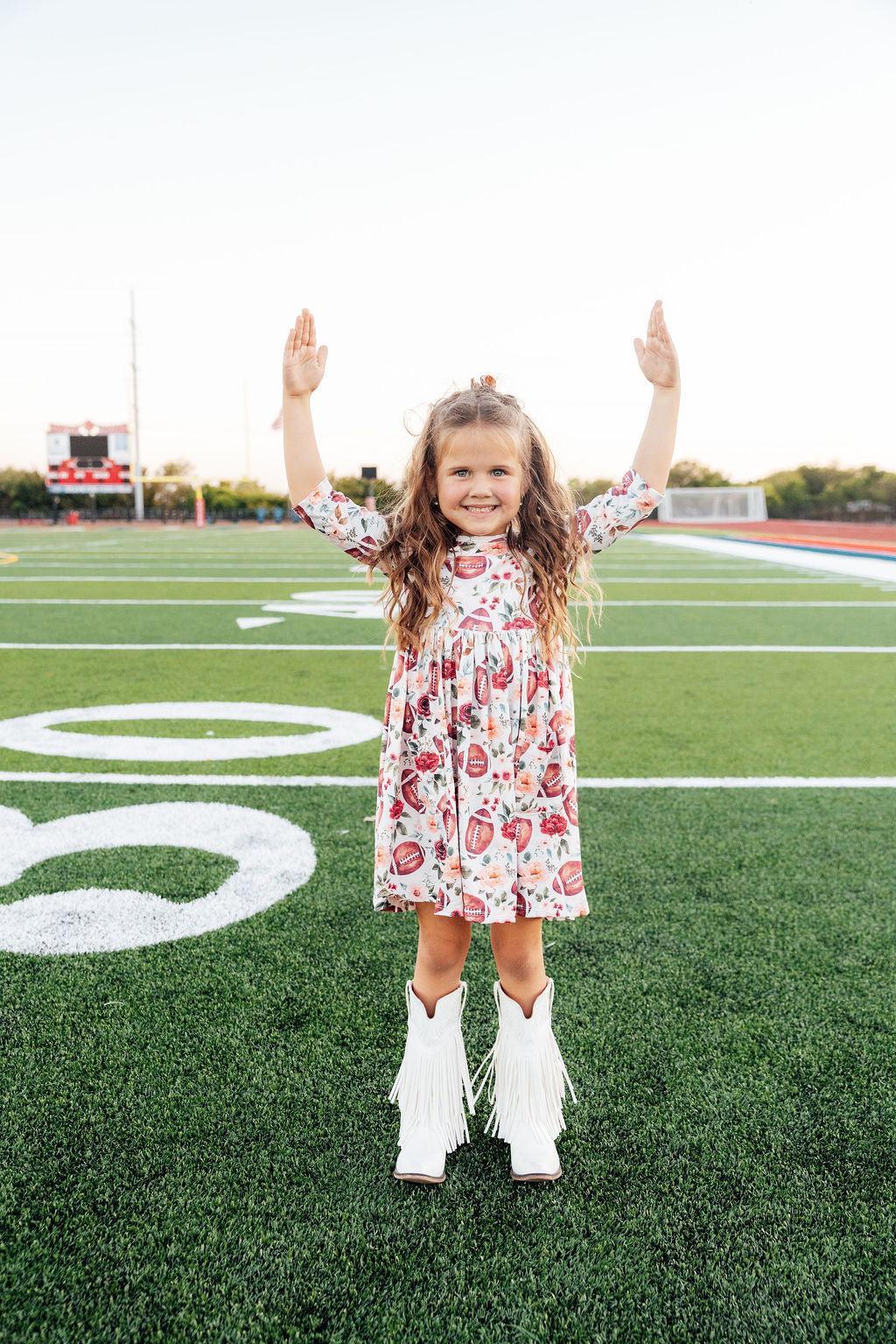 Footballs & Flowers 3/4 Sleeve Pocket Twirl Dress Secondary image
