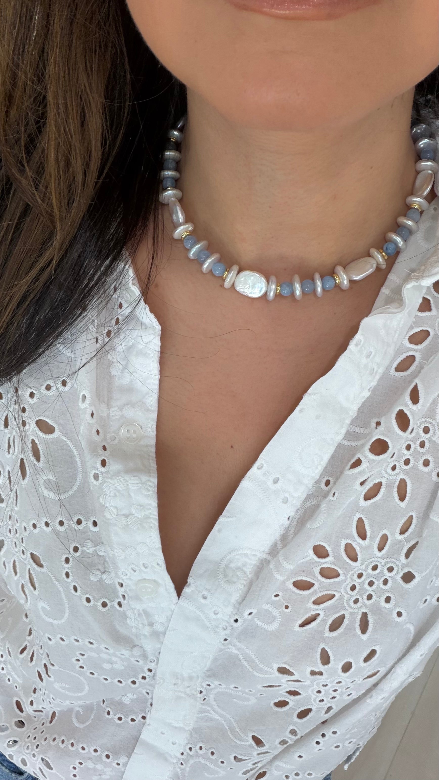 Aquamarine & Pearl Necklace Secondary image