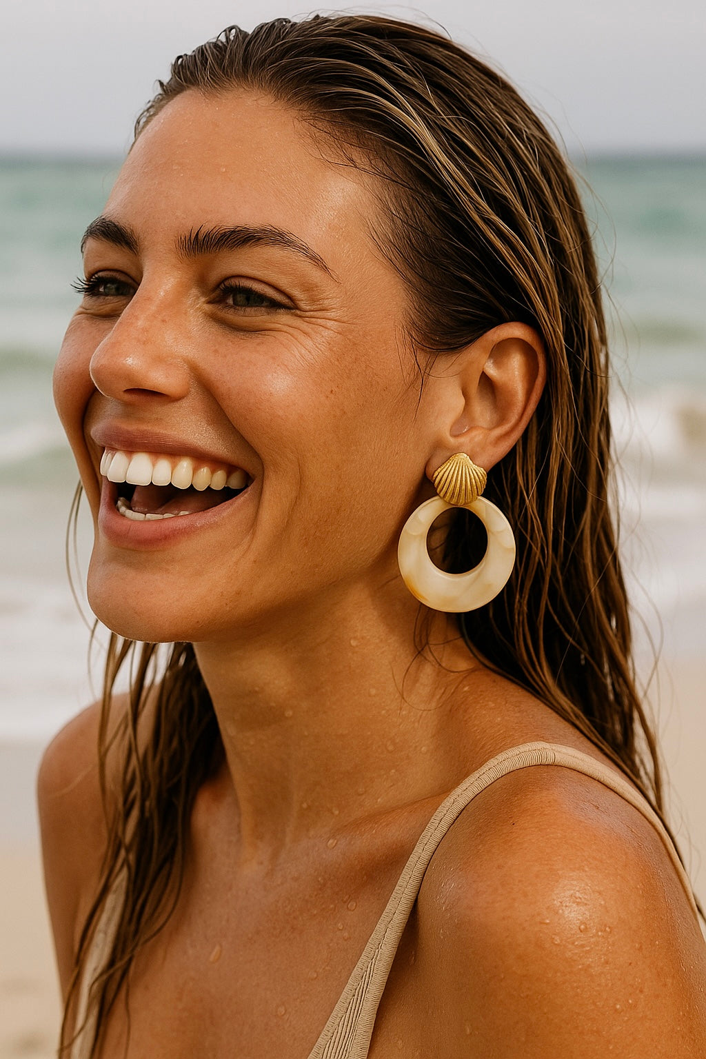 Kenle Shell Earring-Marble Secondary image