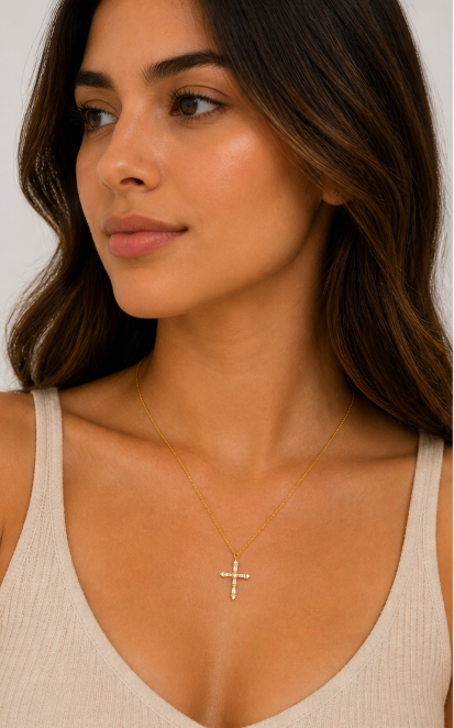 Gabriella CZ Cross Necklace Secondary image