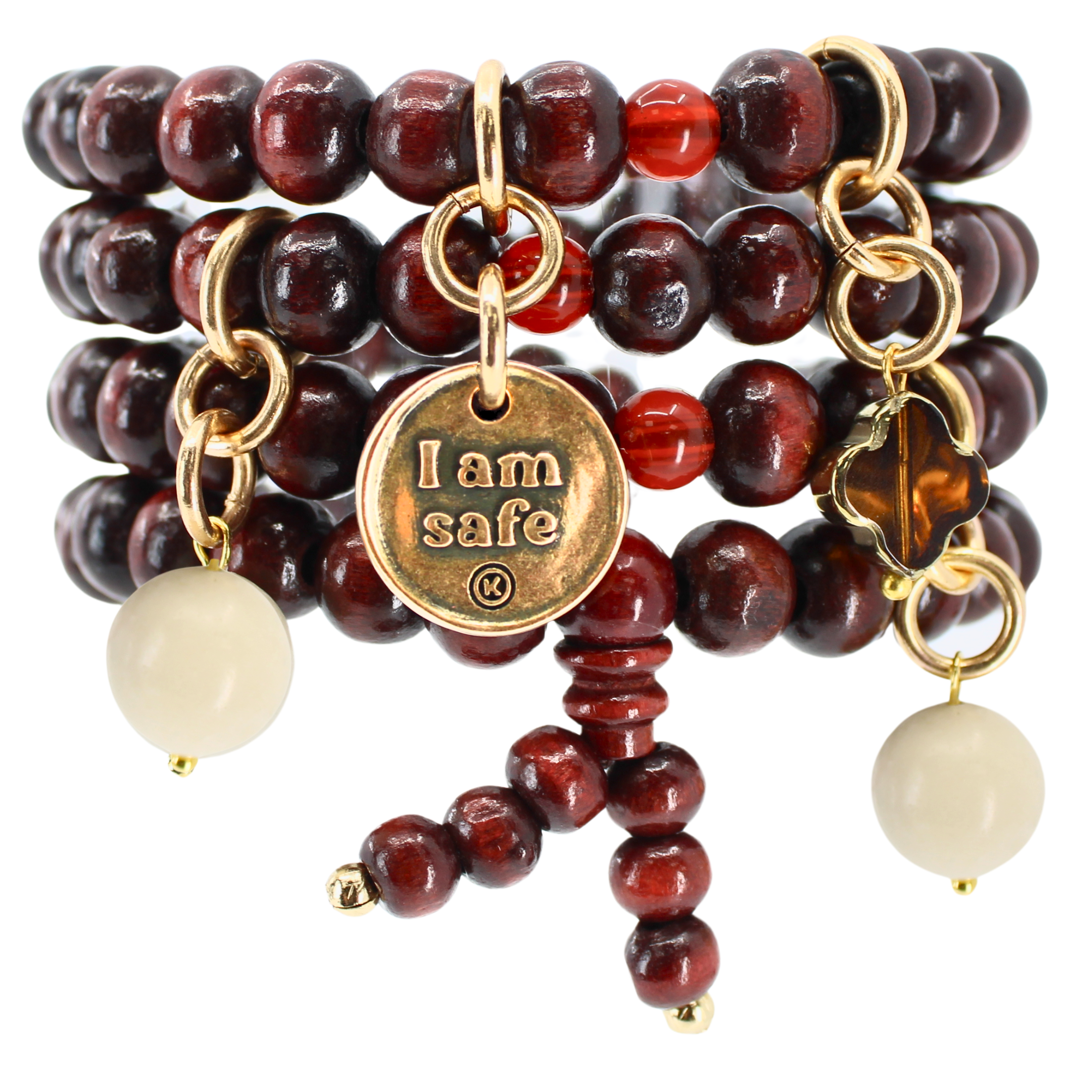 I Am Safe Heart Wood Boho Wrap Bracelet/Necklace Main image
