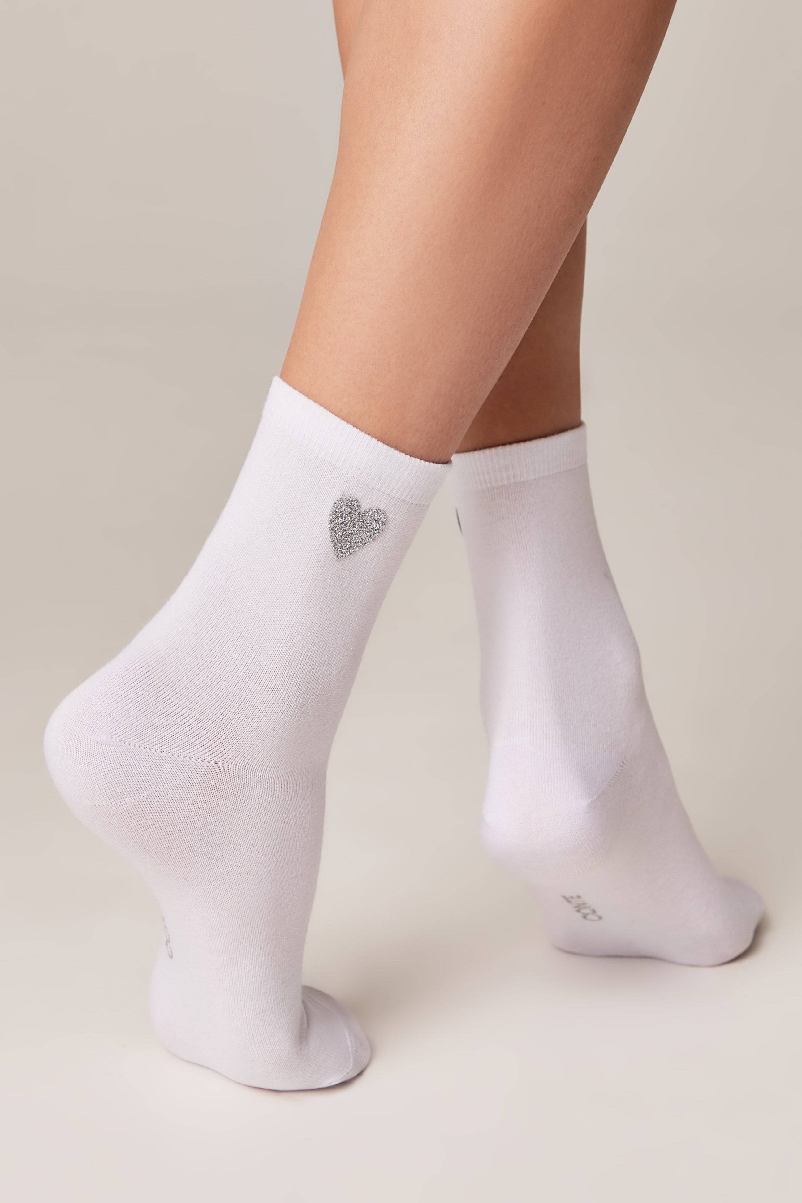 Cotton Socks Conte Classic 427 - Shimmering Heart Pattern Secondary image