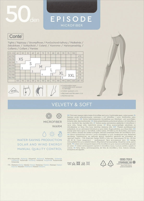 Tights Conte Episode 50 Den - Microfibra Matte Opaque