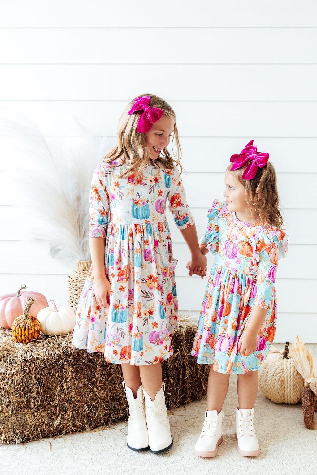 Harvest Blooms 3/4 Sleeve Pocket Twirl Dress Secondary image