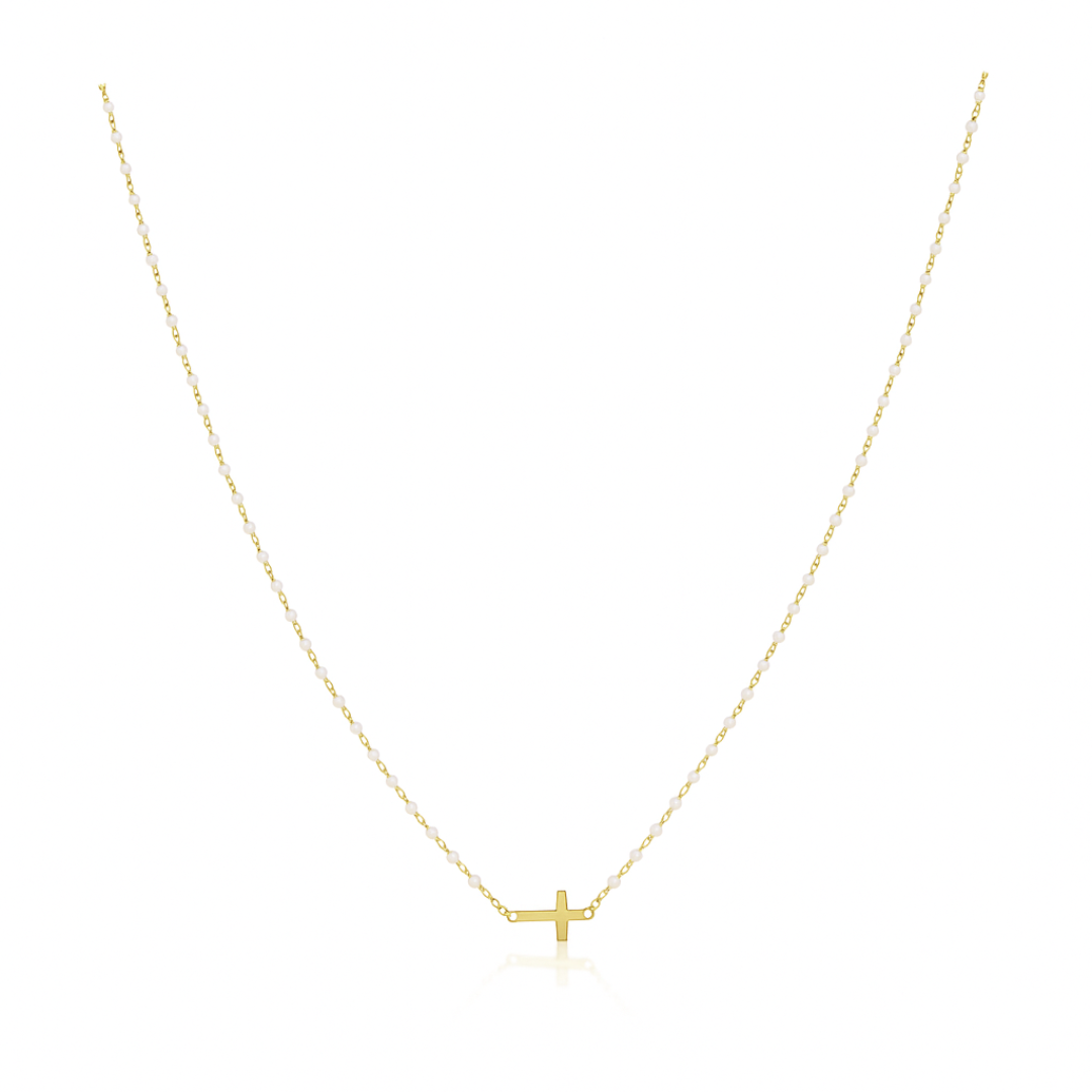 Elsa Side Cross Necklace White Main image