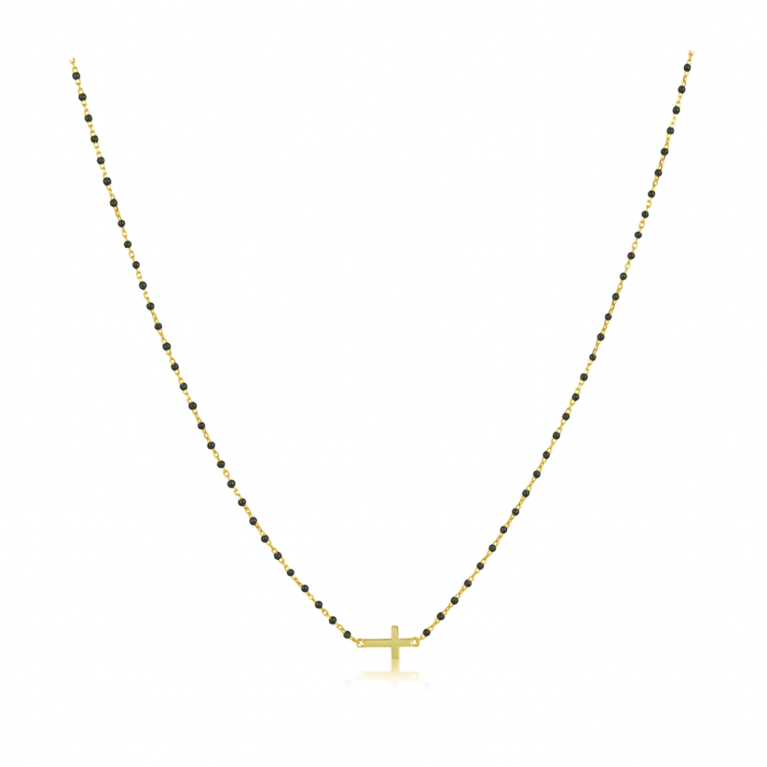 Elsa Side Cross Necklace Black Main image