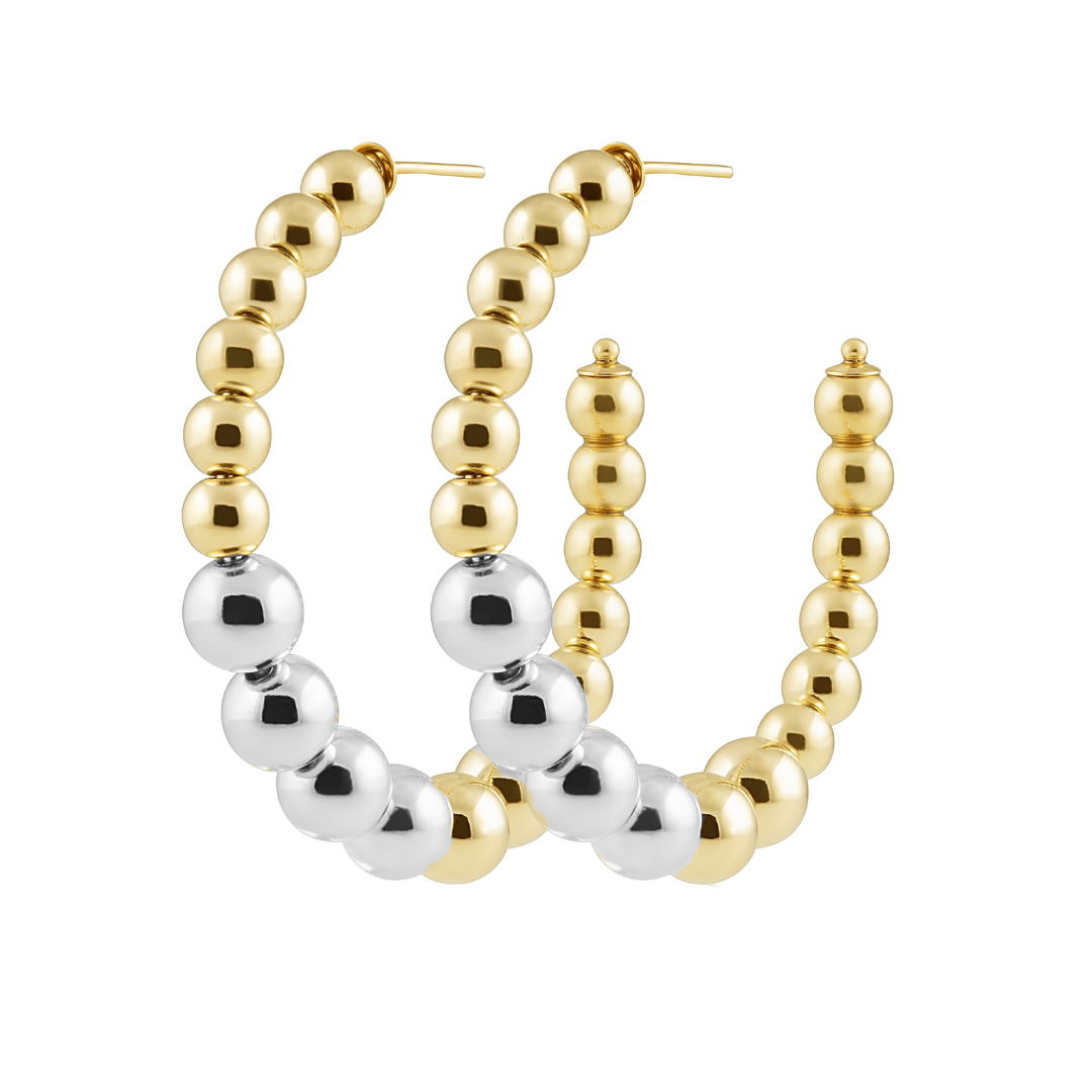 Lia Two Tone Beaded Hoop Main image