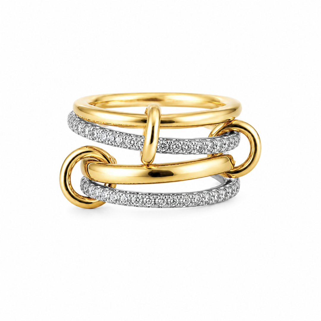 Mina Two Tone Pave Stacked Ring Main image