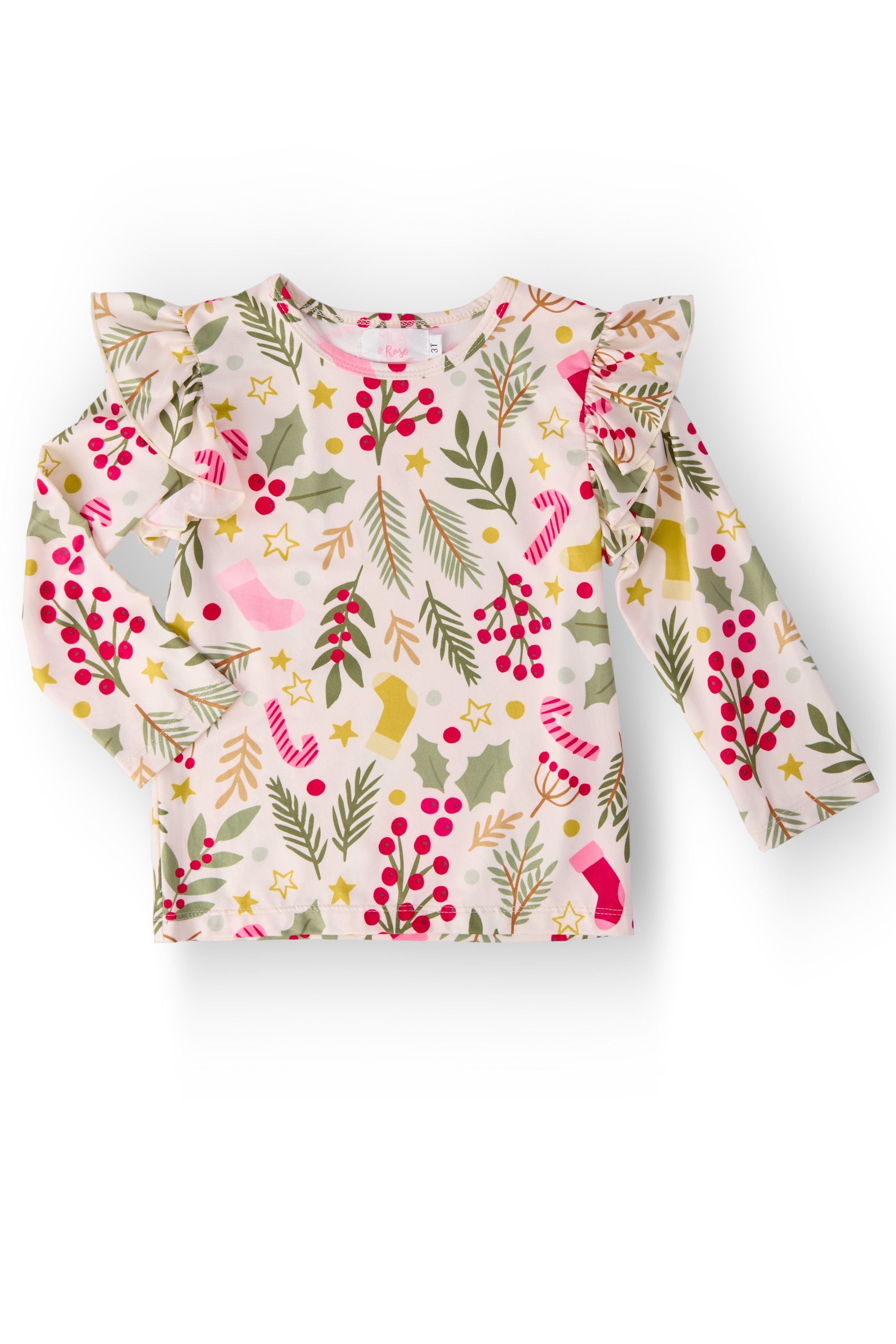 Holly Jolly Christmas L/S Ruffle Tee Main image