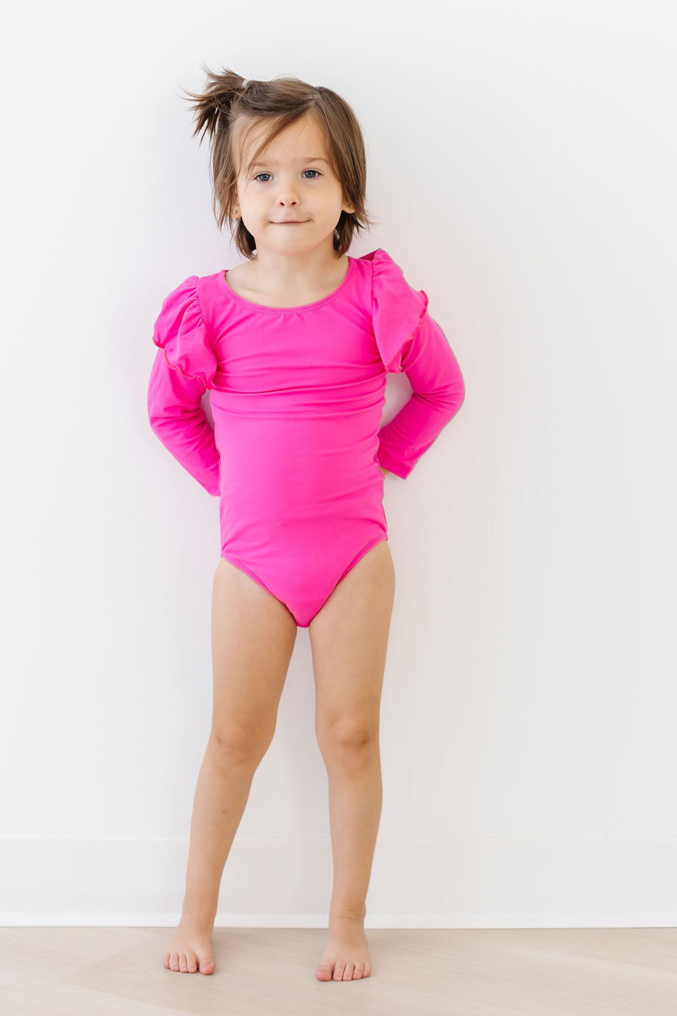Hot Pink L/S Flutter Sleeve Leotard Secondary image