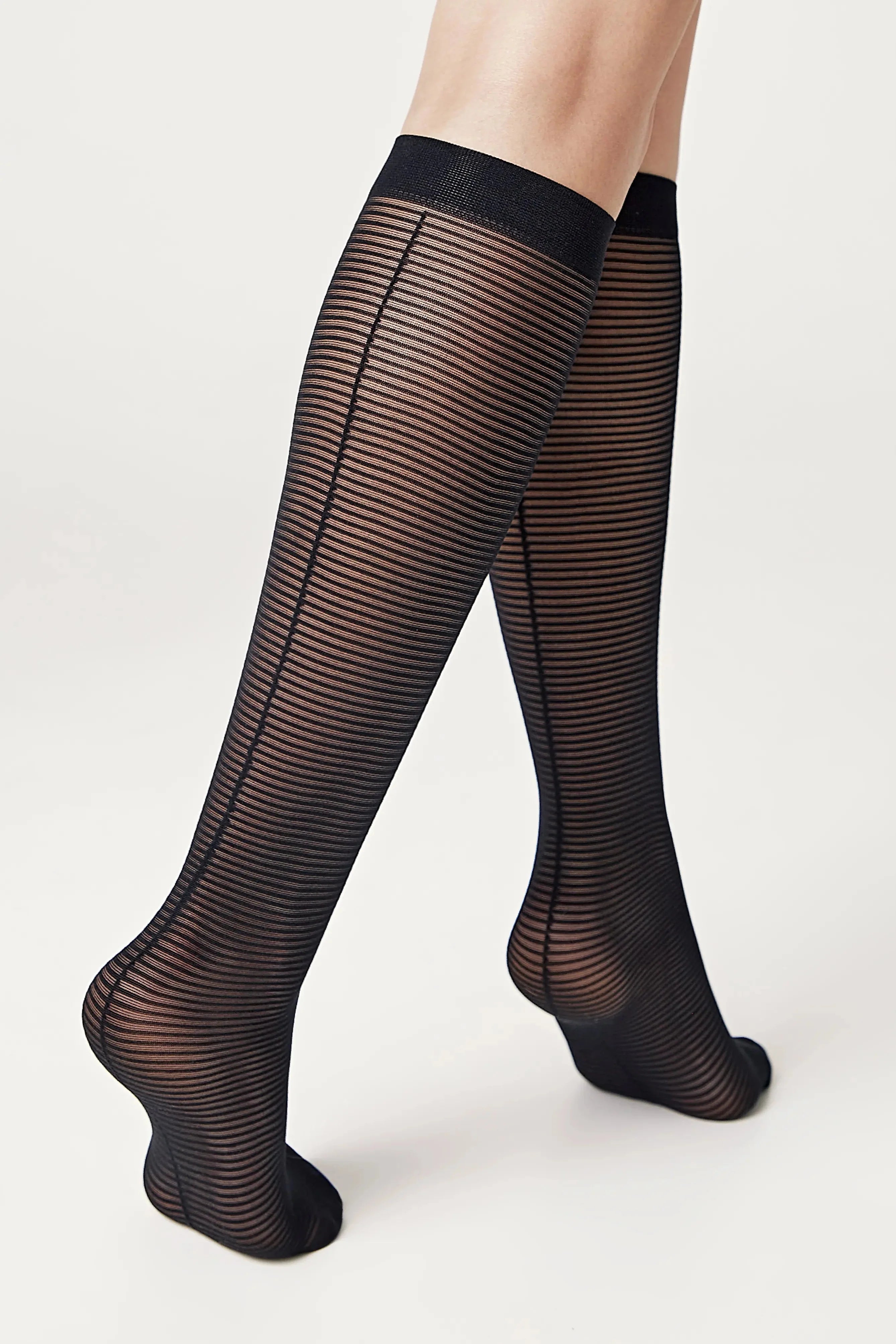 Fantasy Knee Highs Conte Lines - Horizontal Stripes and Seam Effect Main image