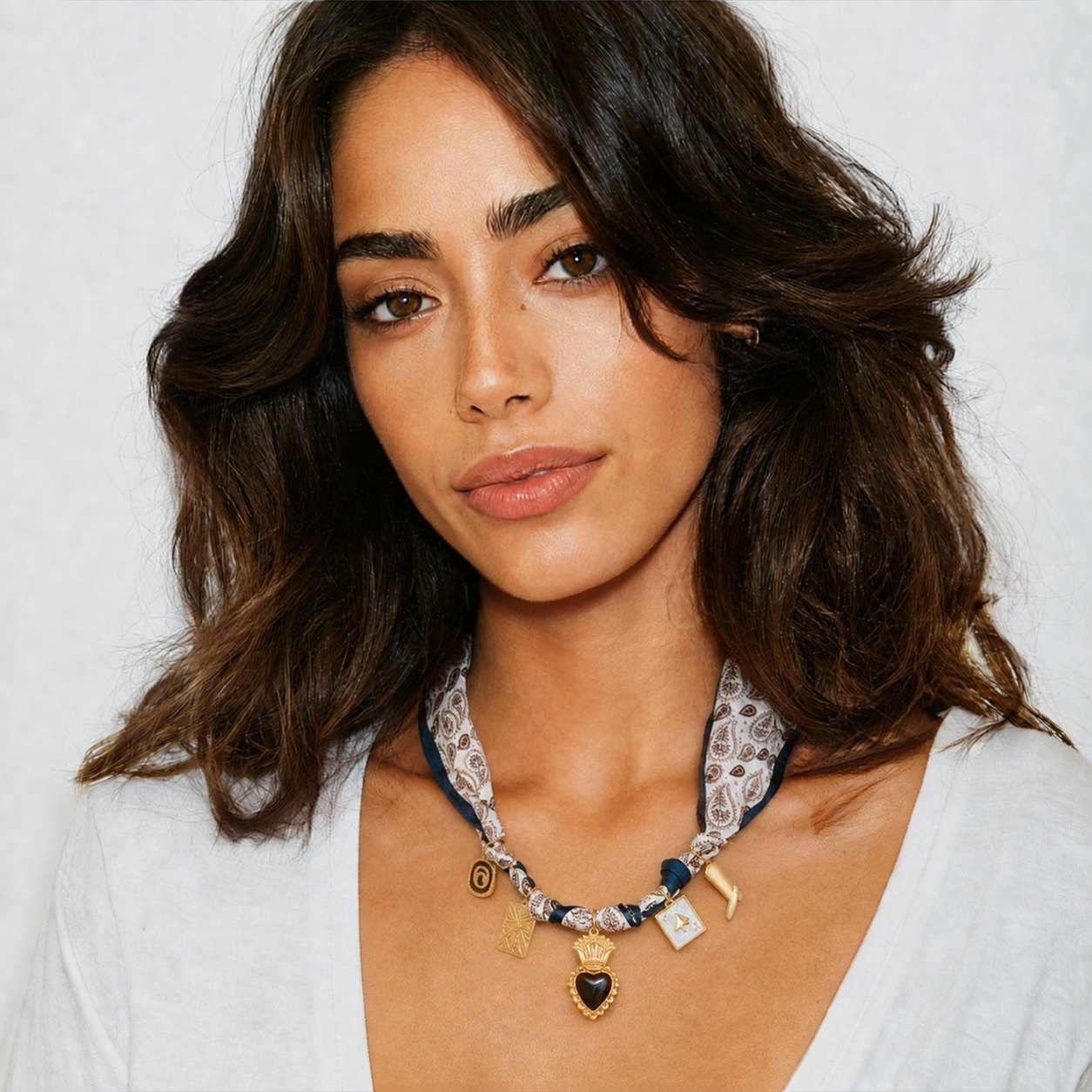 Brown Silk Charm Necklace Secondary image