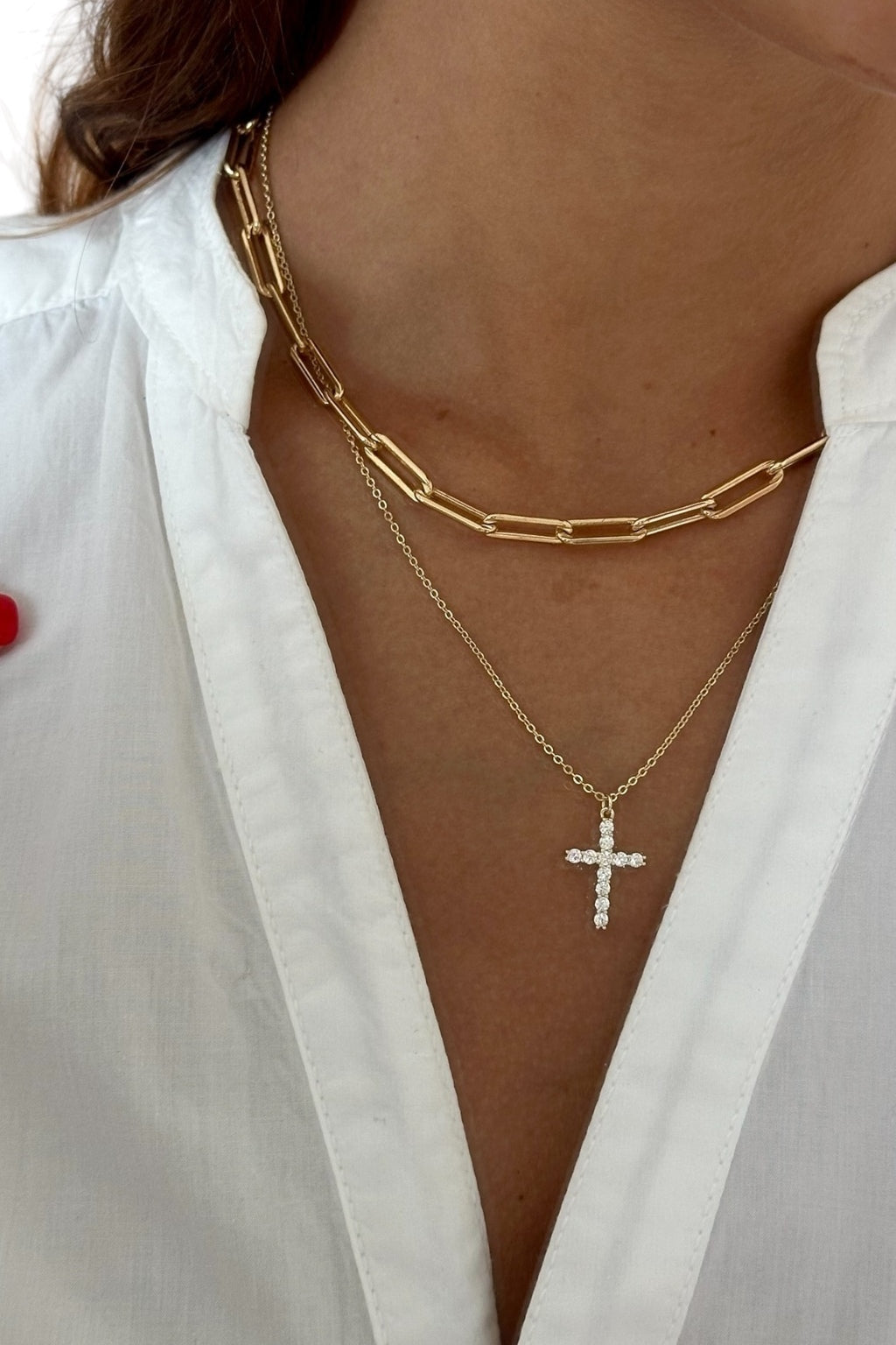 Classic CZ Cross Necklace Secondary image