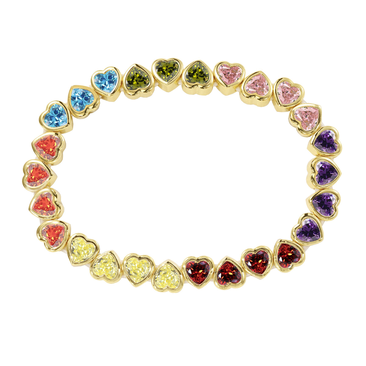 Stretchy Bezel Heart Bracelet Rainbow Main image