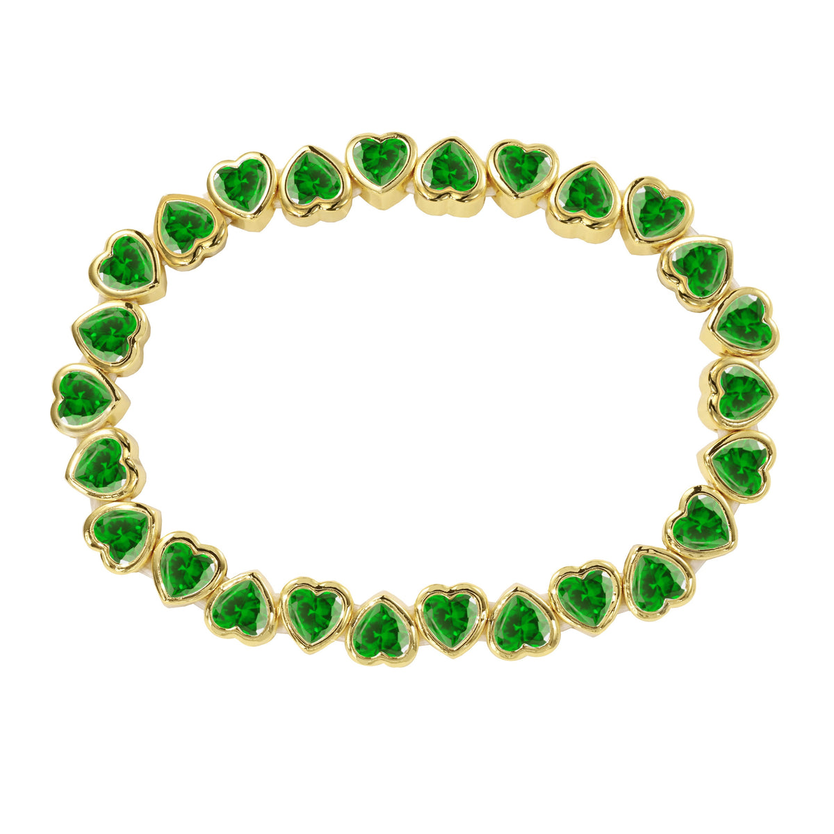 Stretchy Bezel Heart Bracelet Emerald Main image