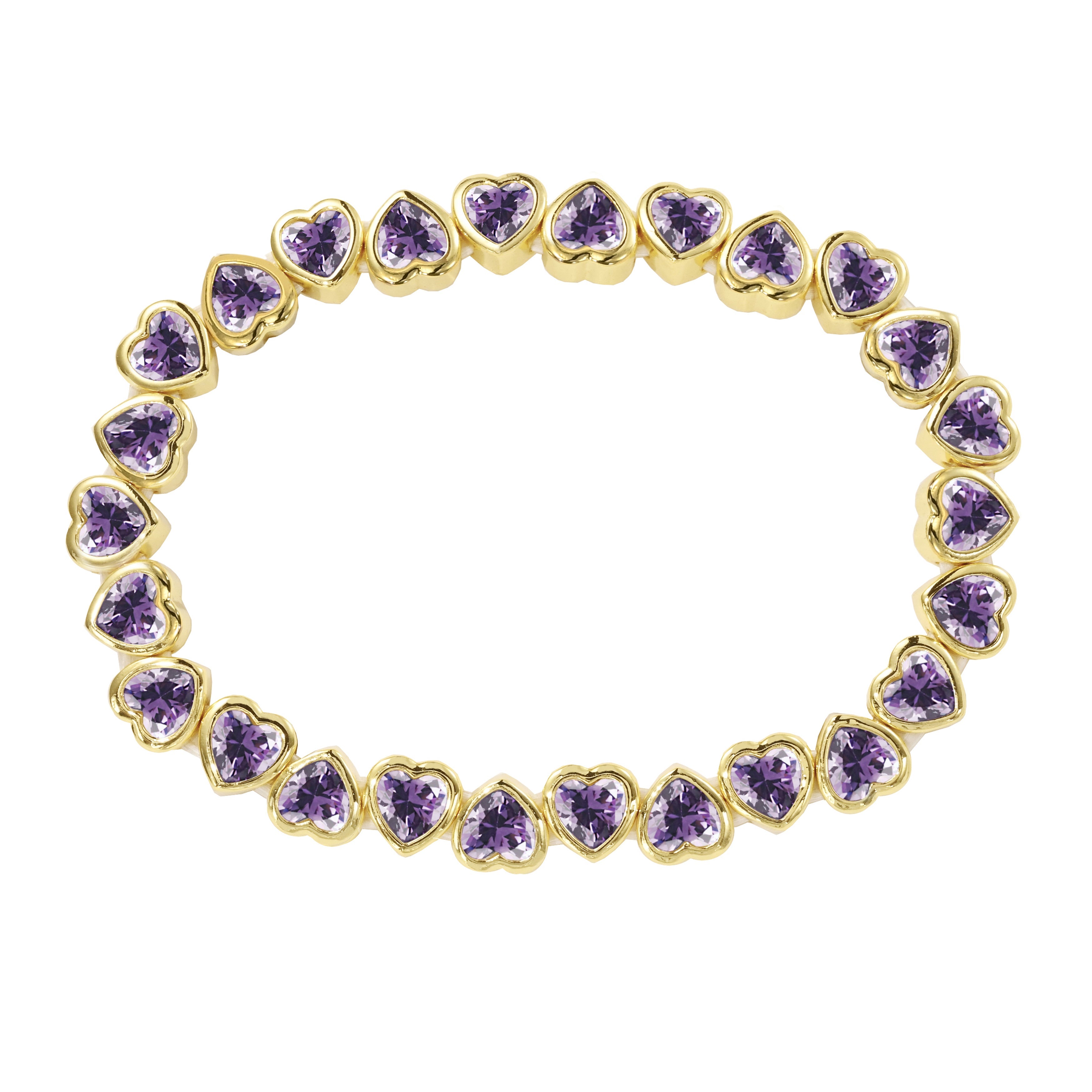 Stretchy Bezel Heart Bracelet Purple Main image