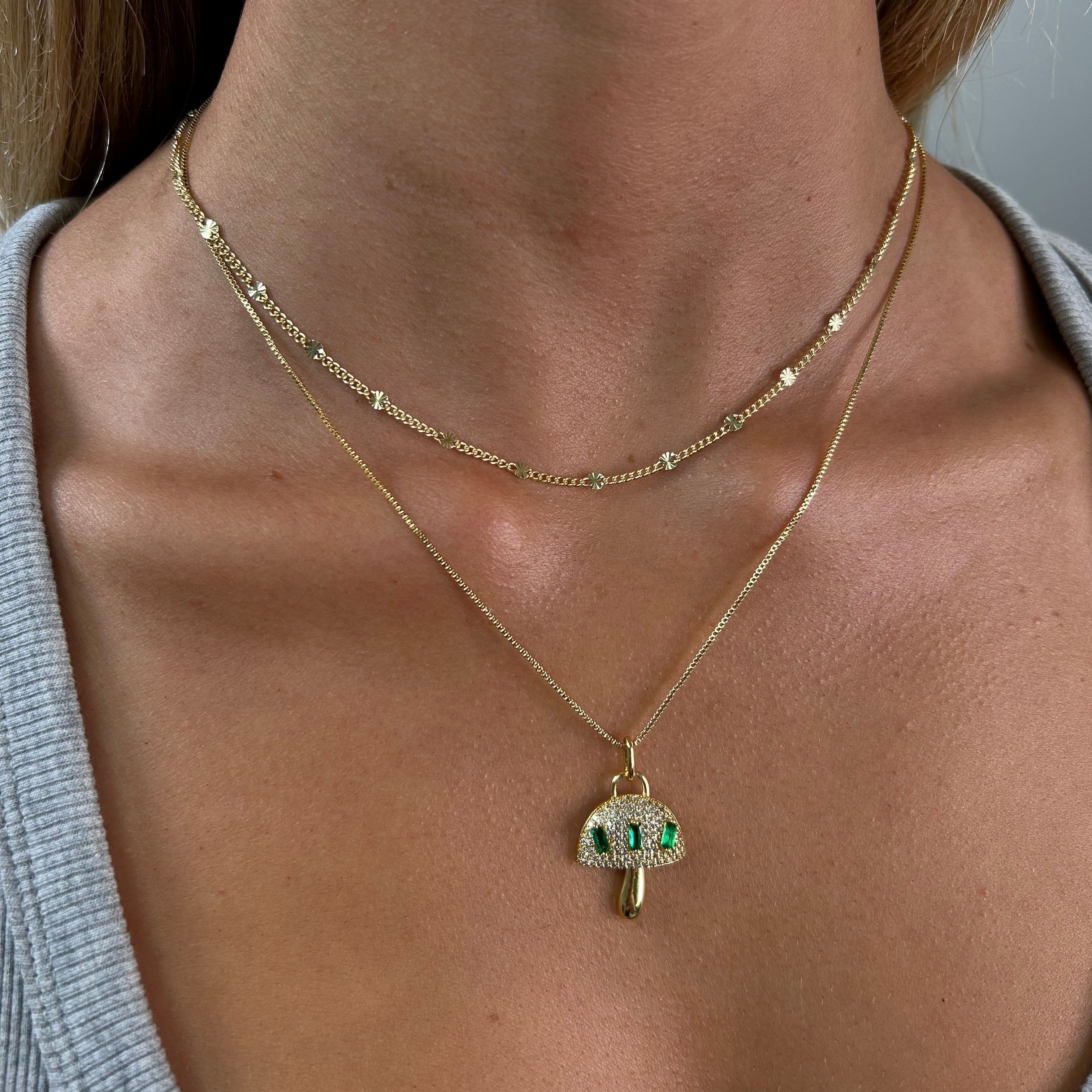 Alice Emerald Mushroom Pendant Necklace Secondary image