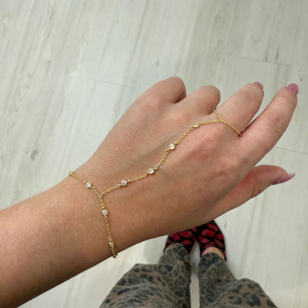 Floating Diamond Hand Chain Bracelet Main image