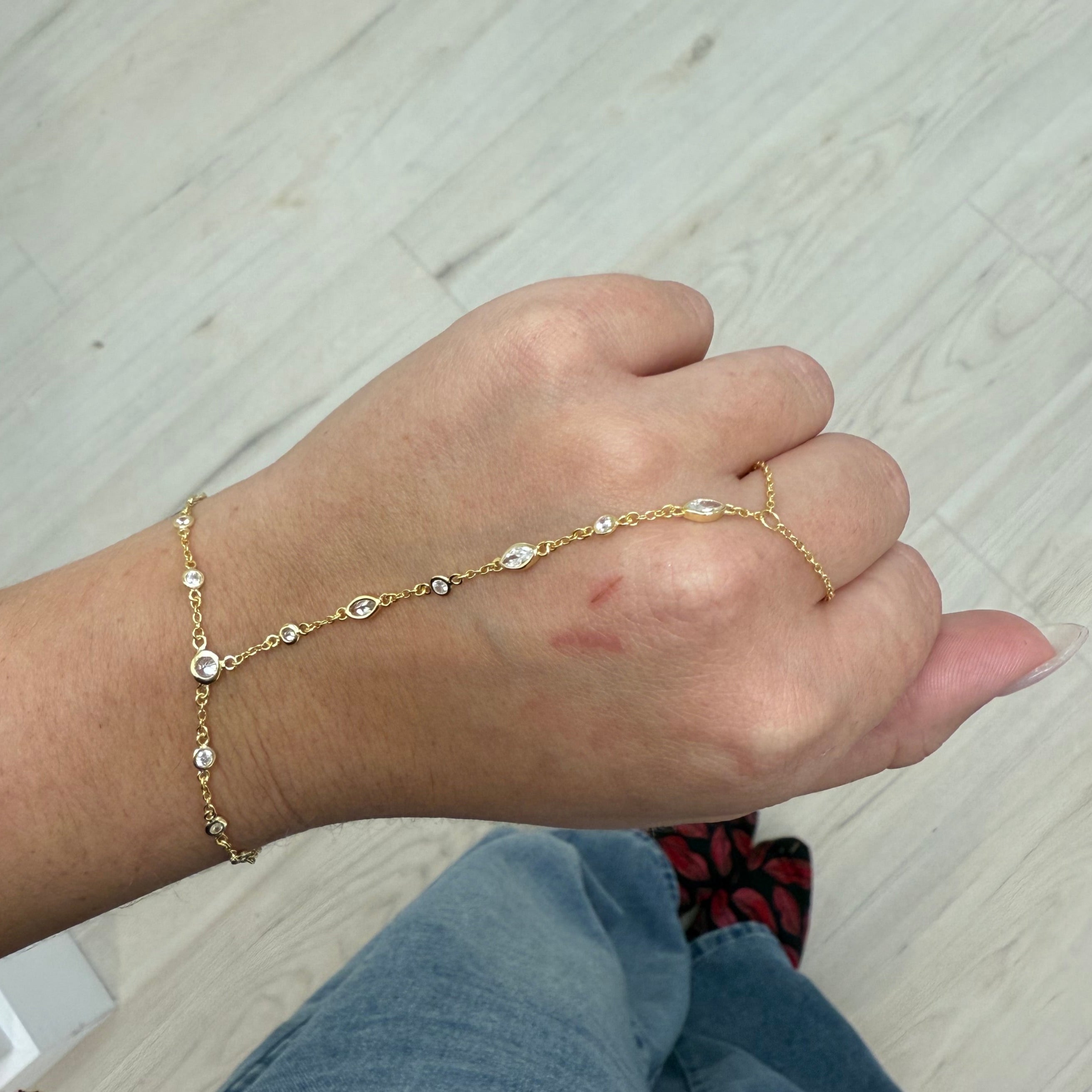 Seraphine CZ Hand Chain Bracelet Secondary image