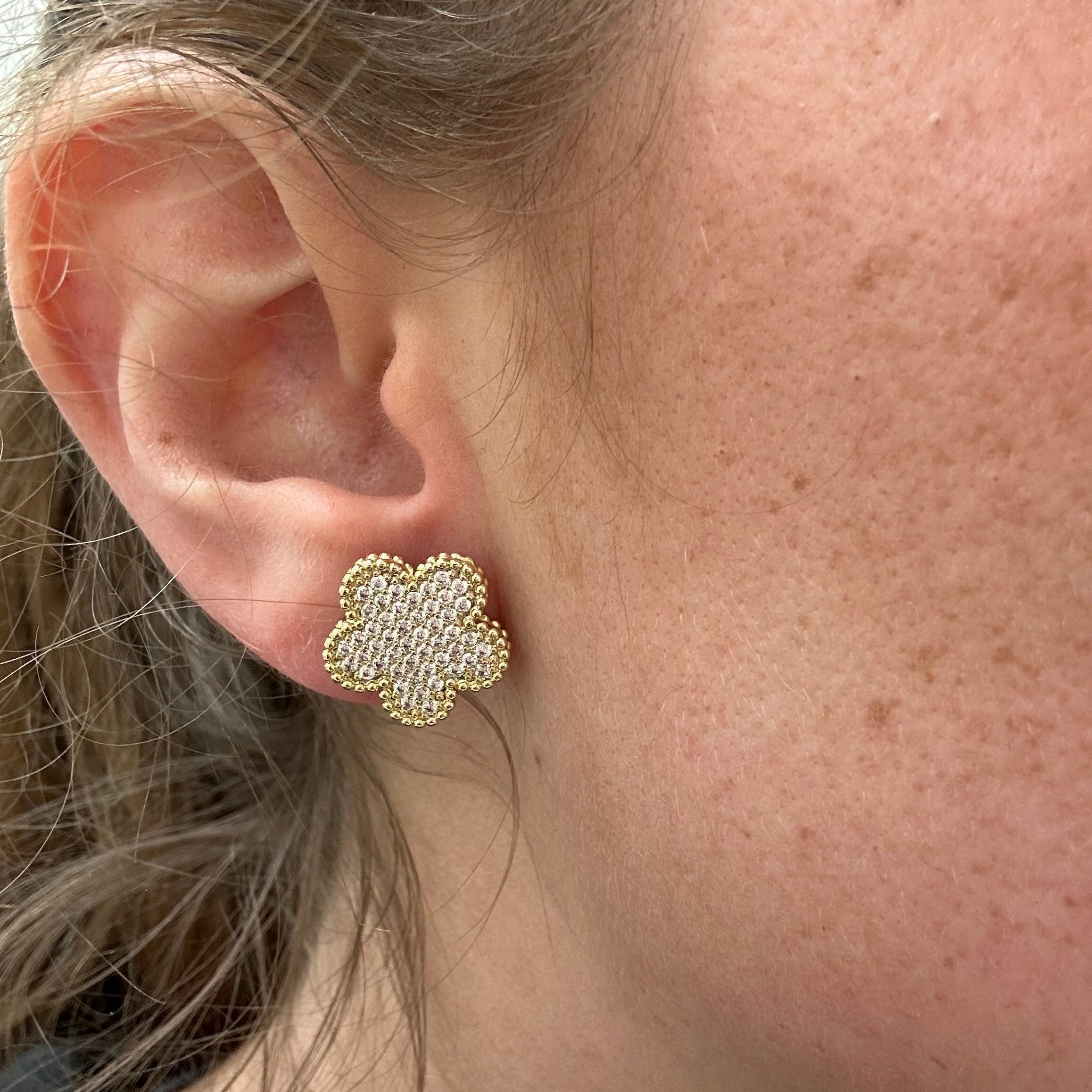 Adeline Clover Pave Stud Secondary image