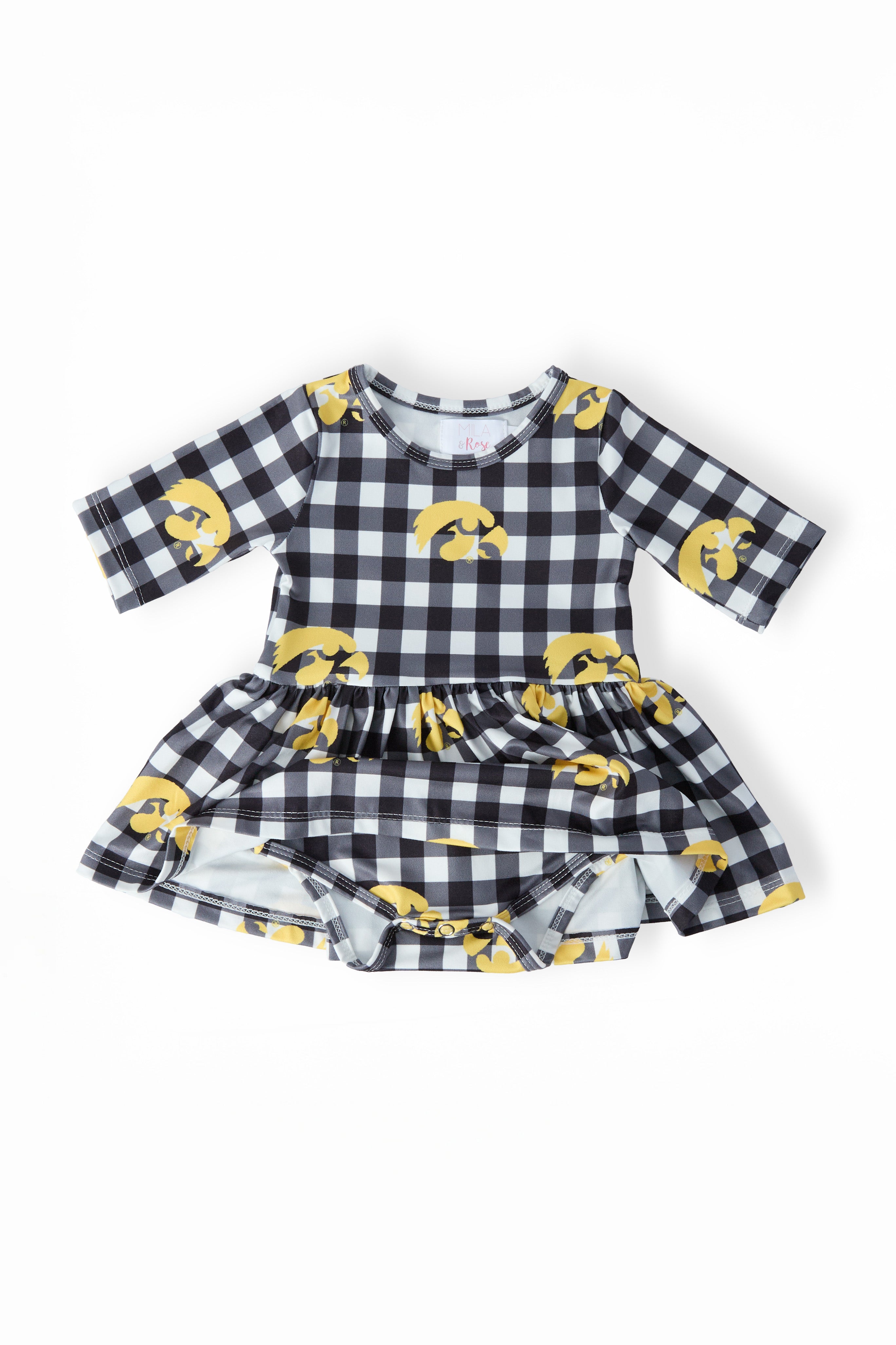 Iowa Plaid Tigerhawk 3/4 Sleeve Twirl Bodysuit Secondary image