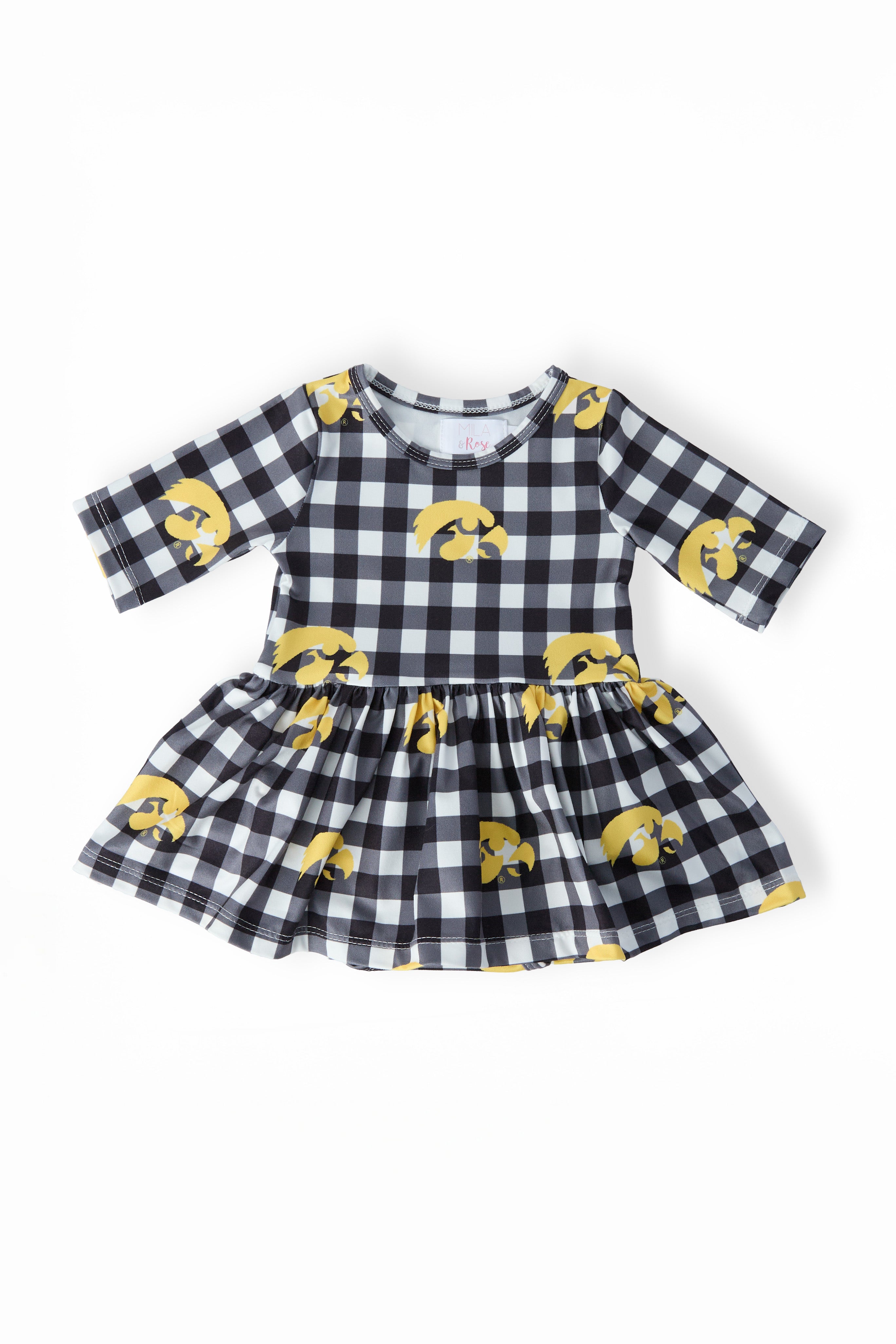 Iowa Plaid Tigerhawk 3/4 Sleeve Twirl Bodysuit Main image