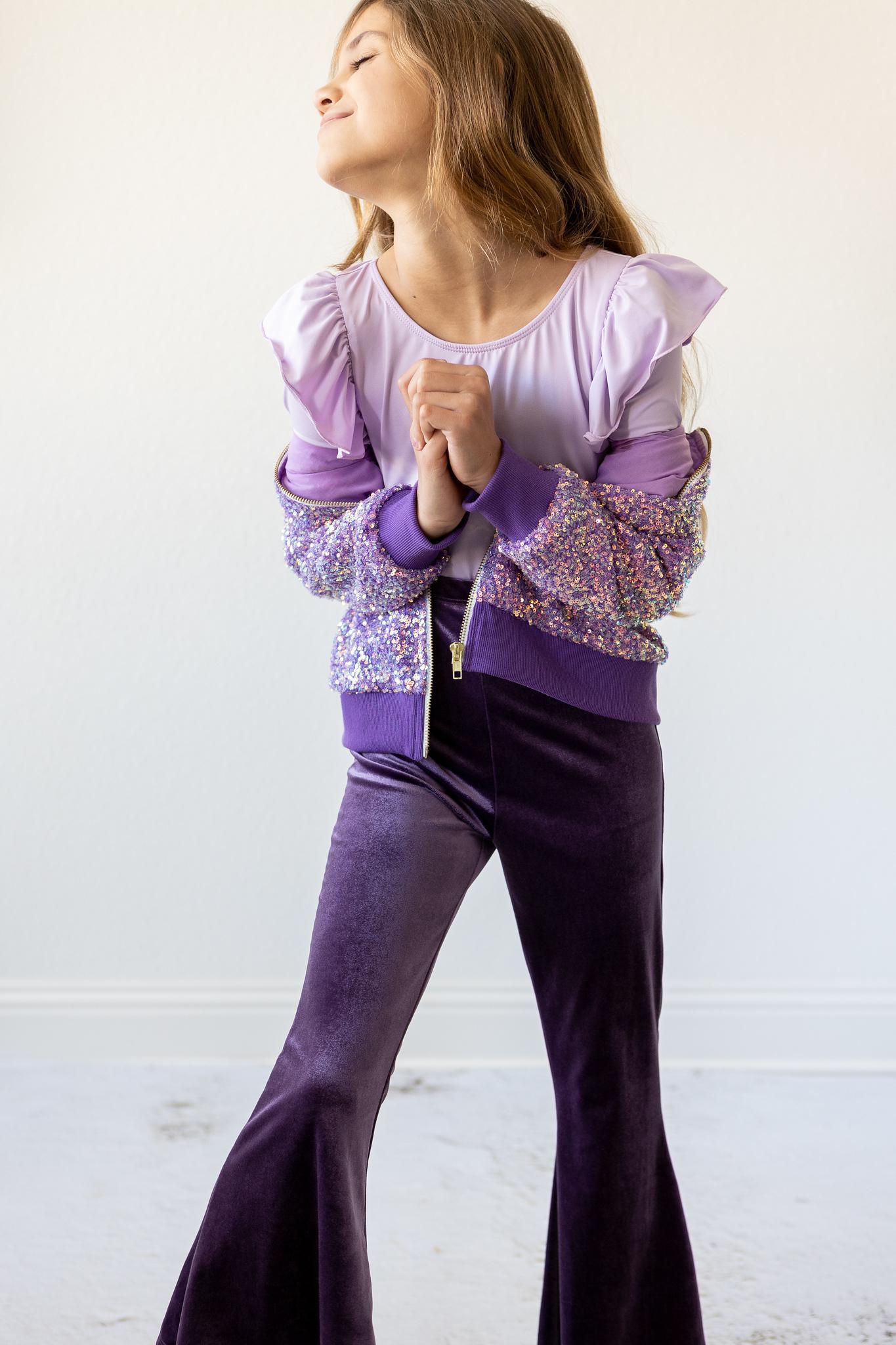 Lavender L/S Flutter Sleeve Leotard Secondary image