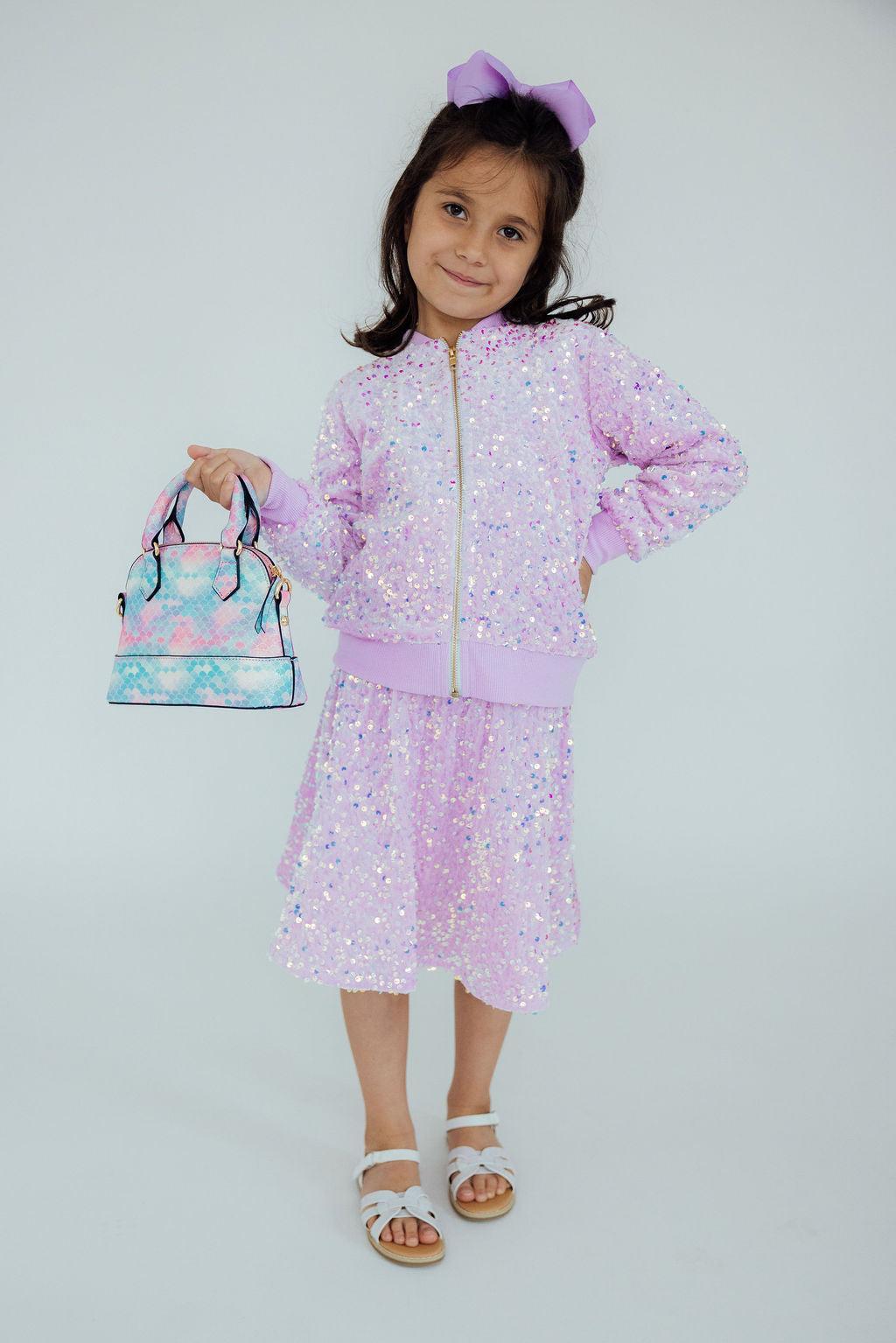 Lilac Velvet Sequin Twirl Skort Secondary image