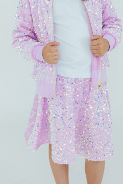 Lilac Velvet Sequin Twirl Skort Main image