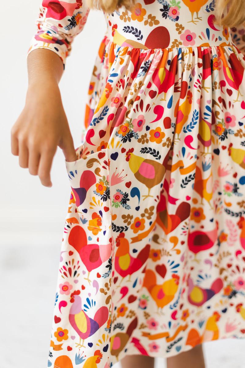 Little Red Hen 3/4 Sleeve Pocket Twirl Dress Secondary image