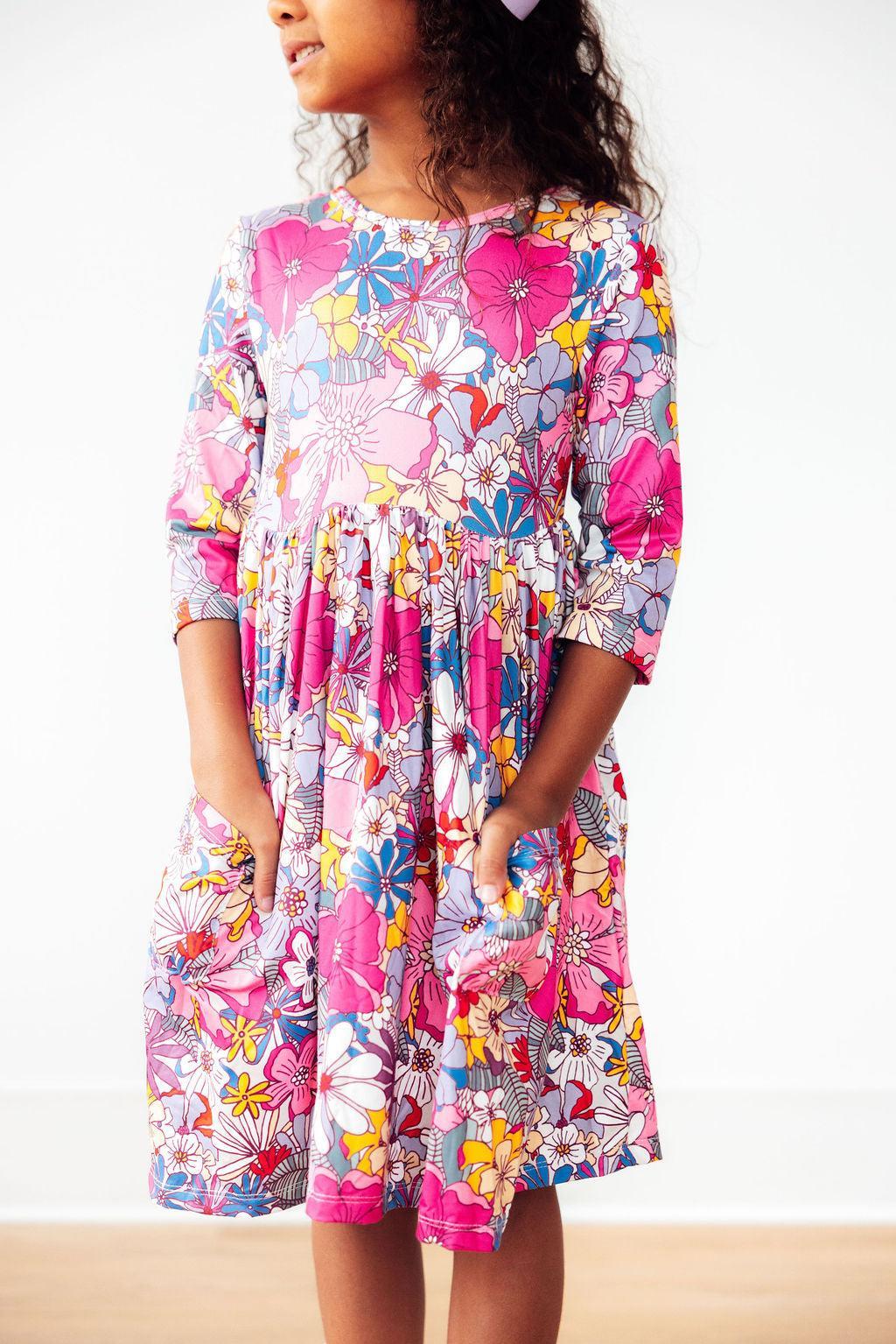 Mauve What's Up Buttercup 3/4 Sleeve Pocket Twirl Dress Main image