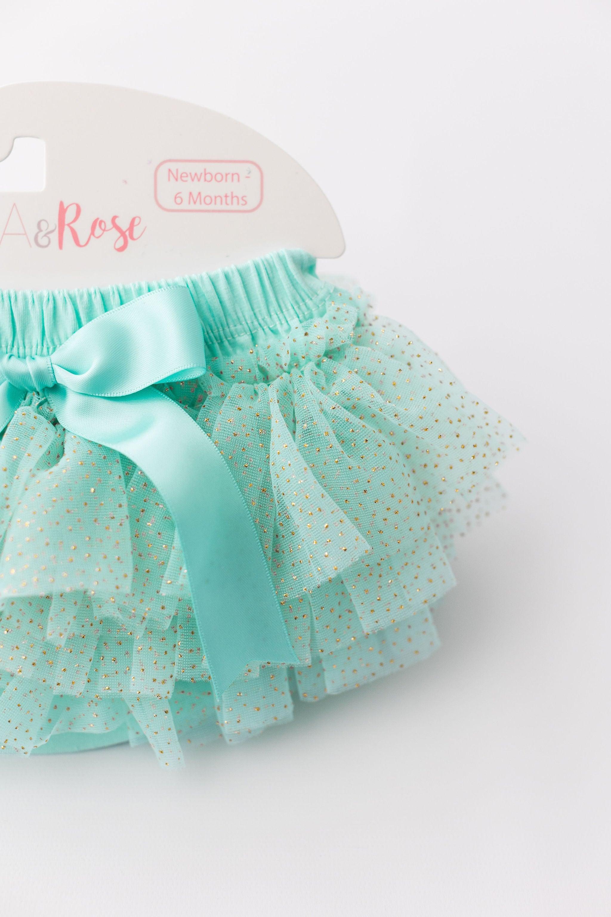 Mint & Gold Glitter Ruffle Tutu Bloomer Secondary image