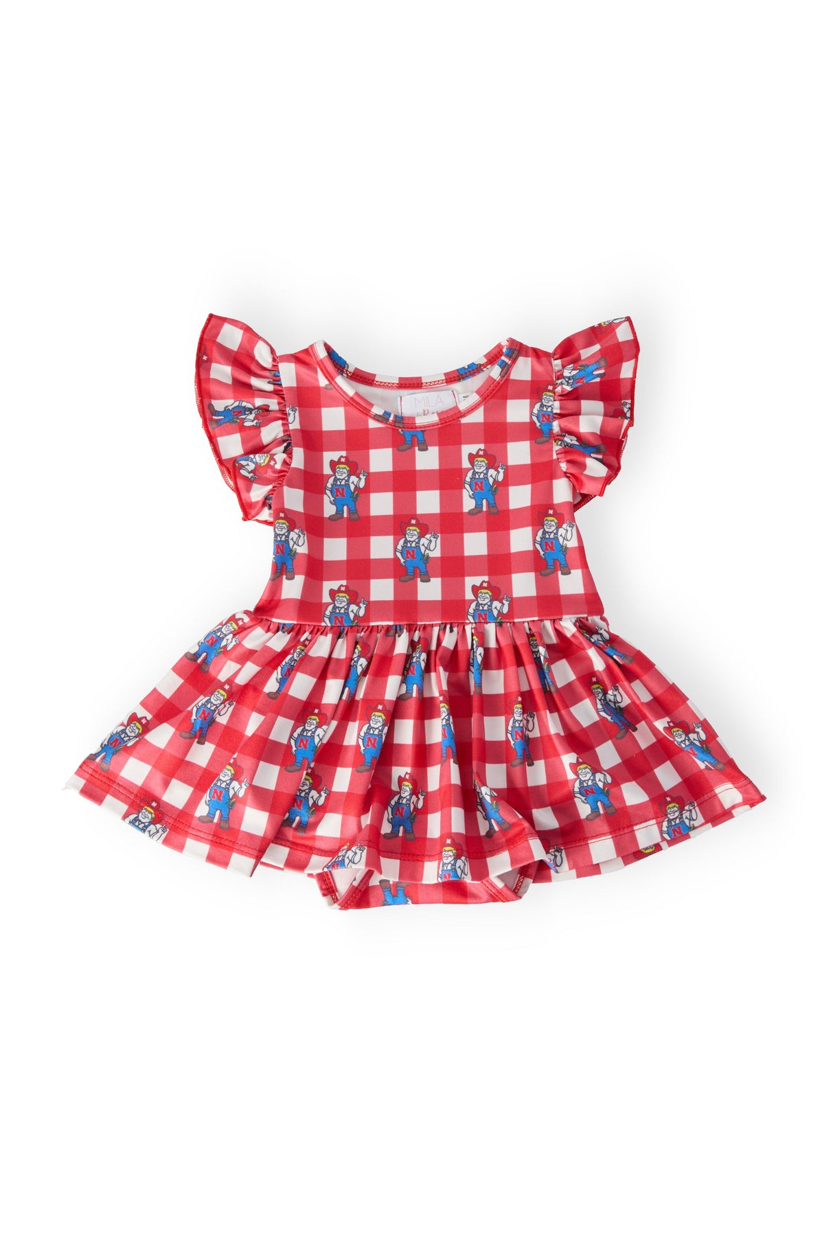 Nebraska Plaid Herbie Husker S/S Flutter Twirl Bodysuit Main image