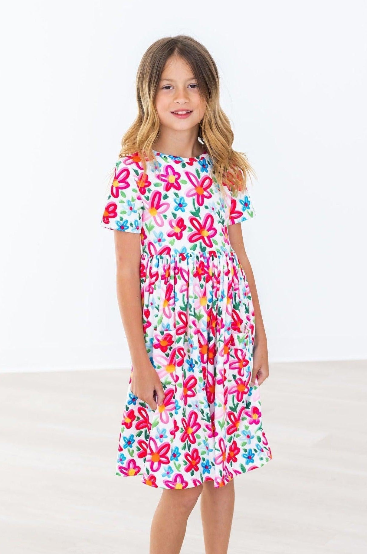 Neon Floral S/S Pocket Twirl Dress Main image