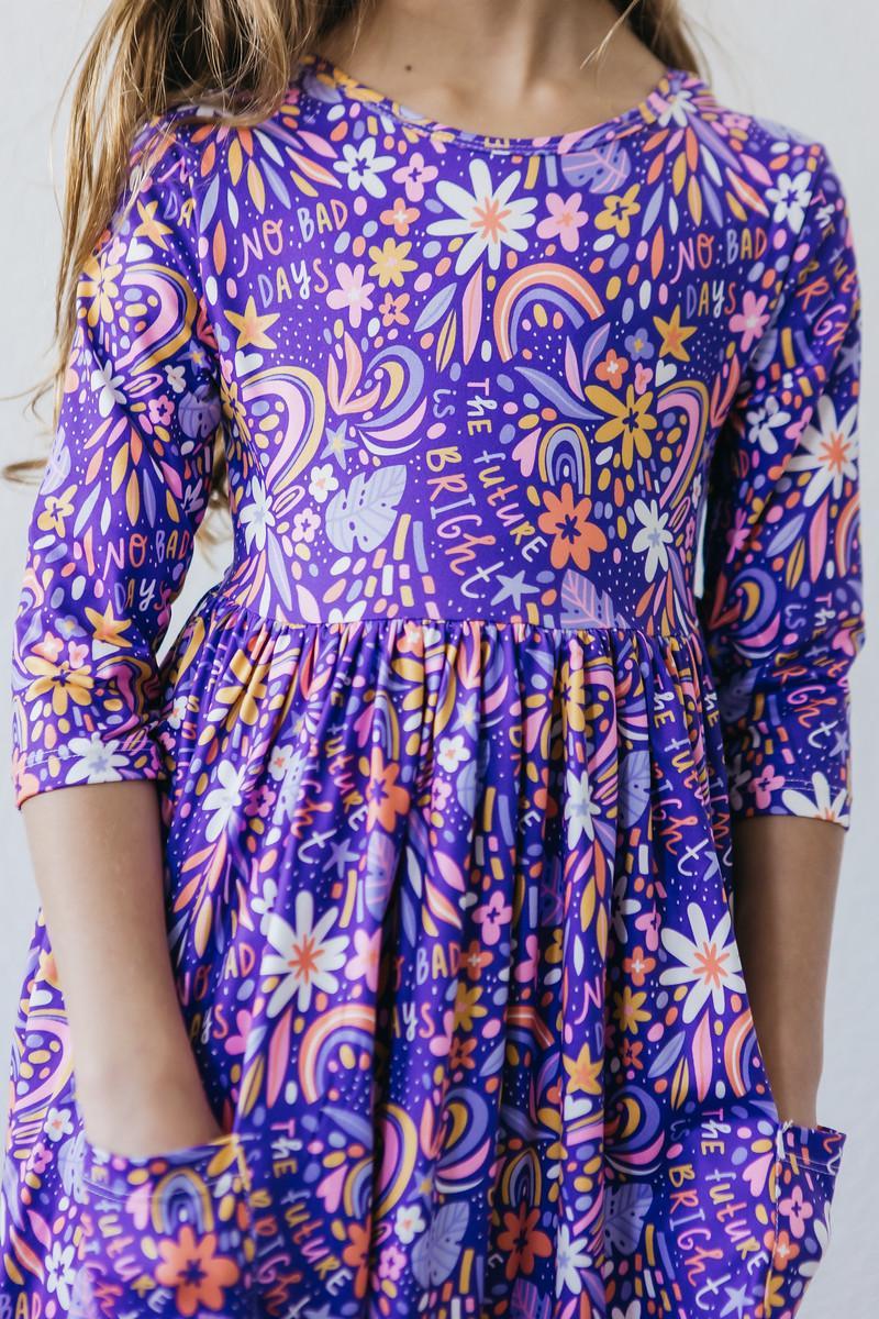 No Bad Days 3/4 Sleeve Pocket Twirl Dress Secondary image