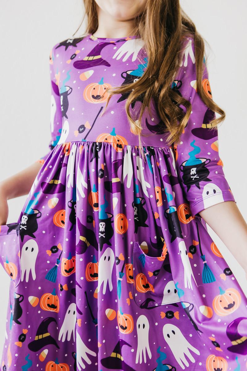 No Tricks, Just Treats 3/4 Sleeve Pocket Twirl Dress Main image