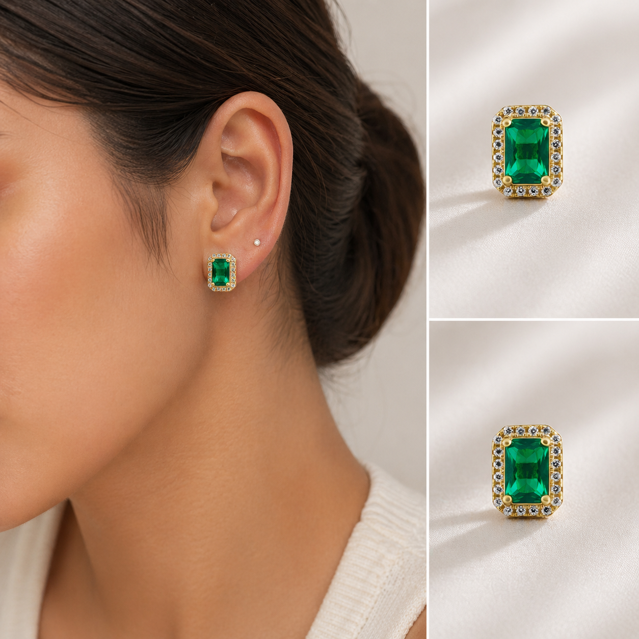 Nora Emerald Studs Secondary image