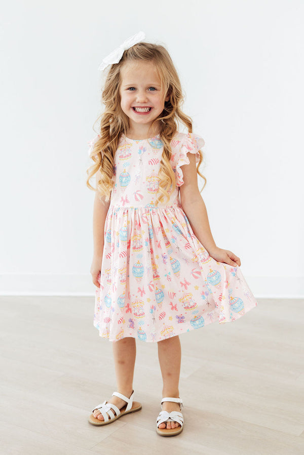 Off to the Circus Flutter Sleeve Twirl Dress