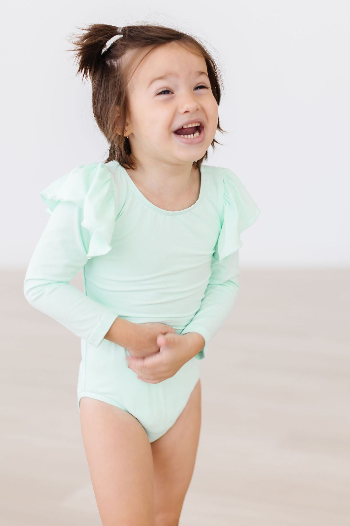SALE Pastel Green L/S Flutter Sleeve Leotard Secondary image