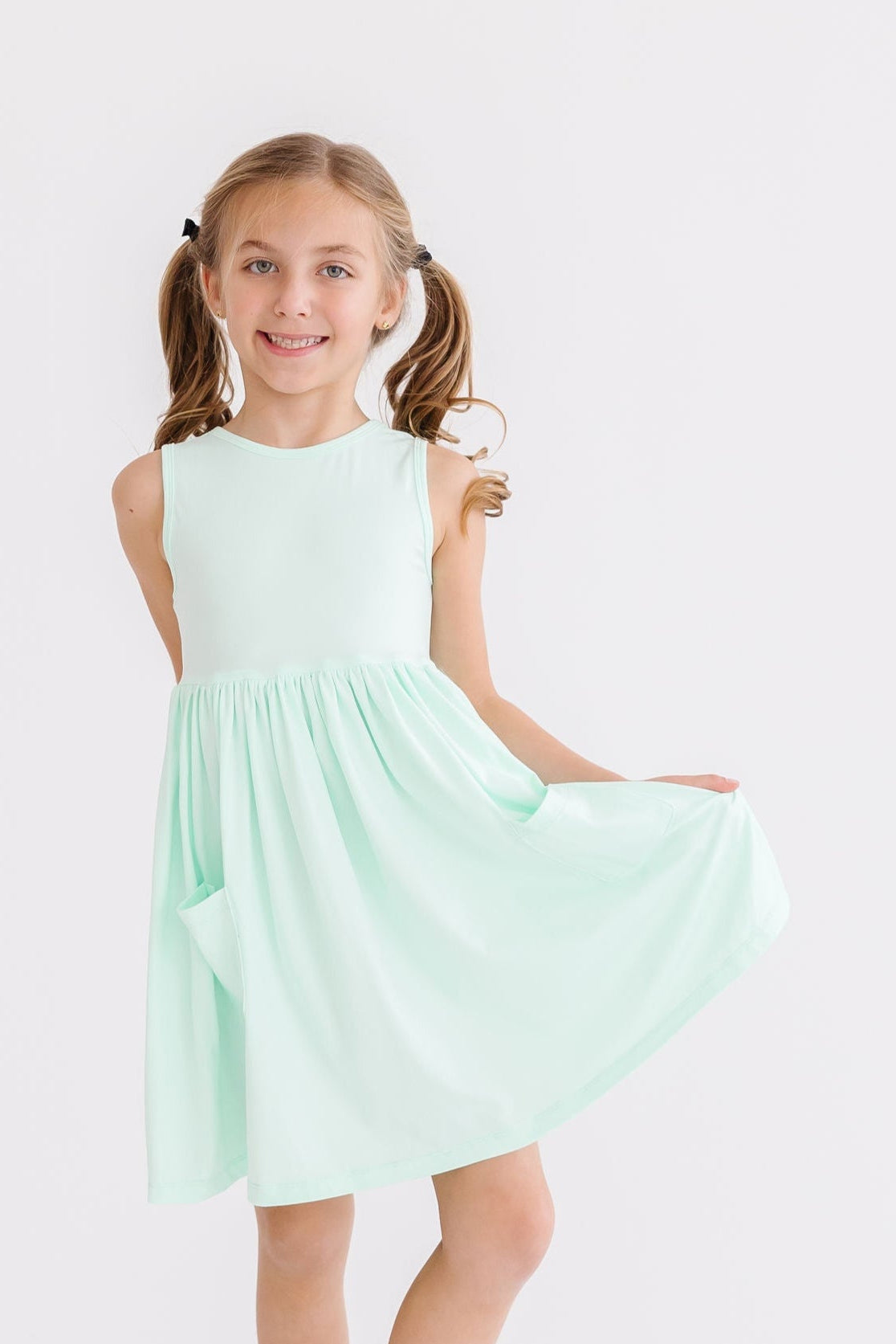 SALE Pastel Green Tank Pocket Twirl Dress Main image