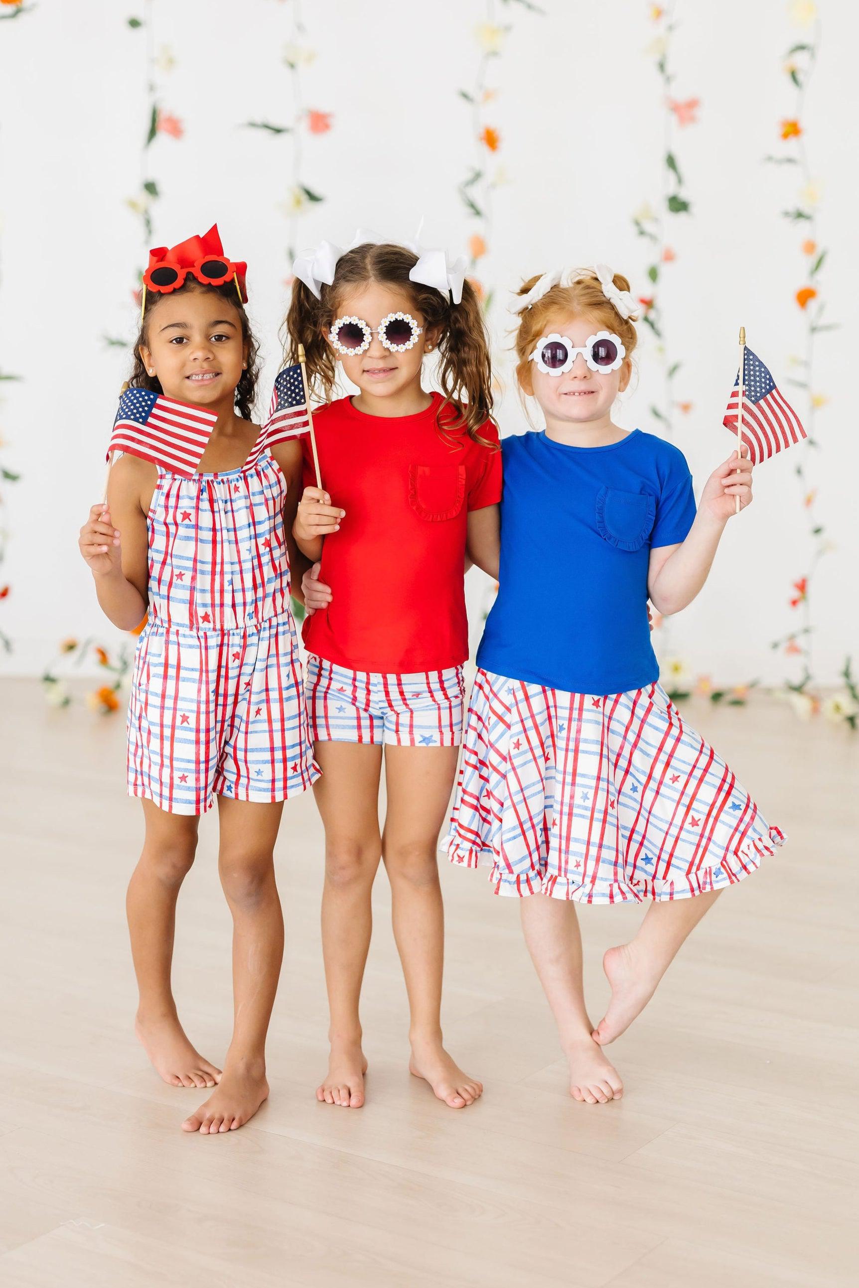 SALE Patriotic Plaid Ruffle Twirl Skort Secondary image